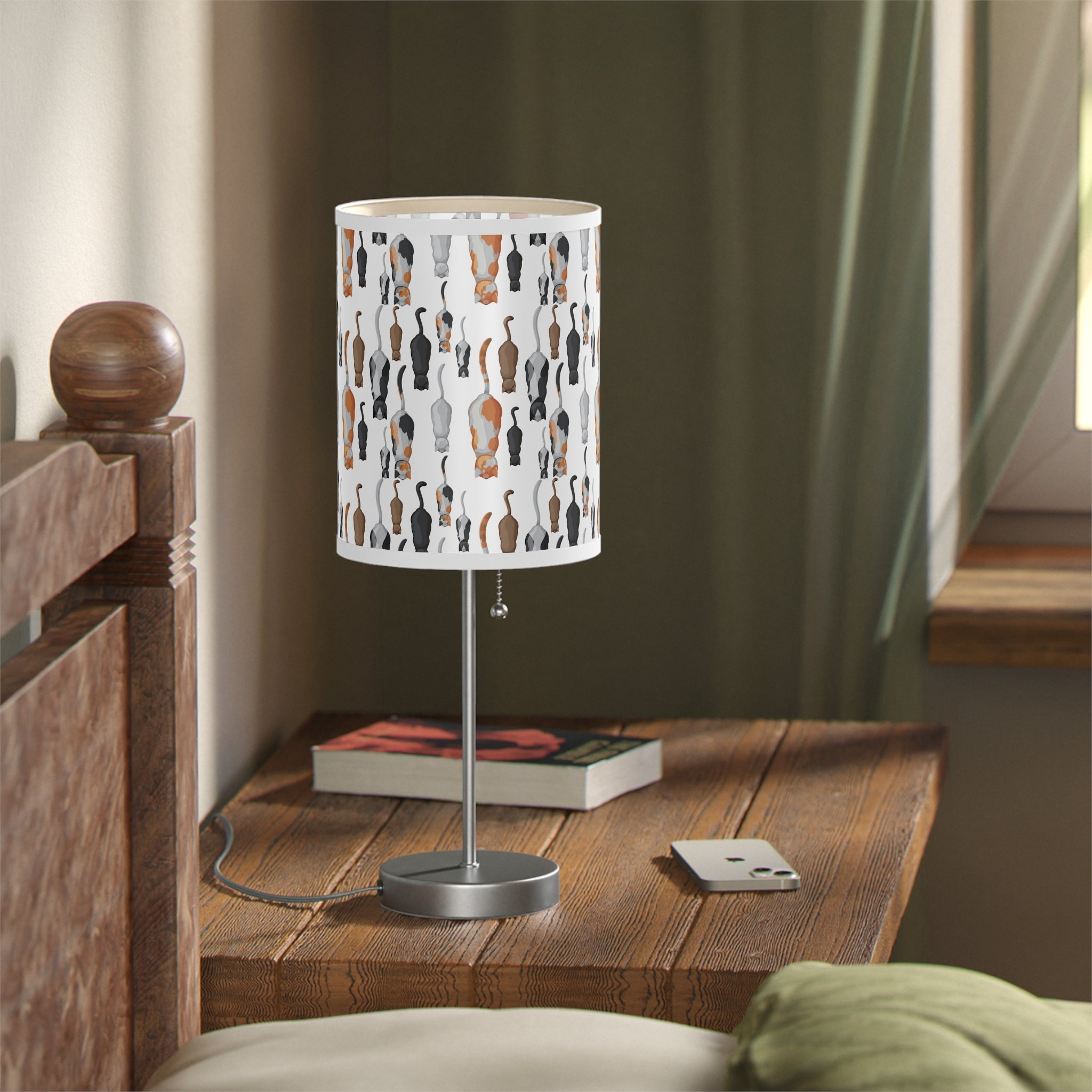 Mid - Century Retro Table Lamp — Cats Galore Geometric Shade (US/CA Plug) - POPvault