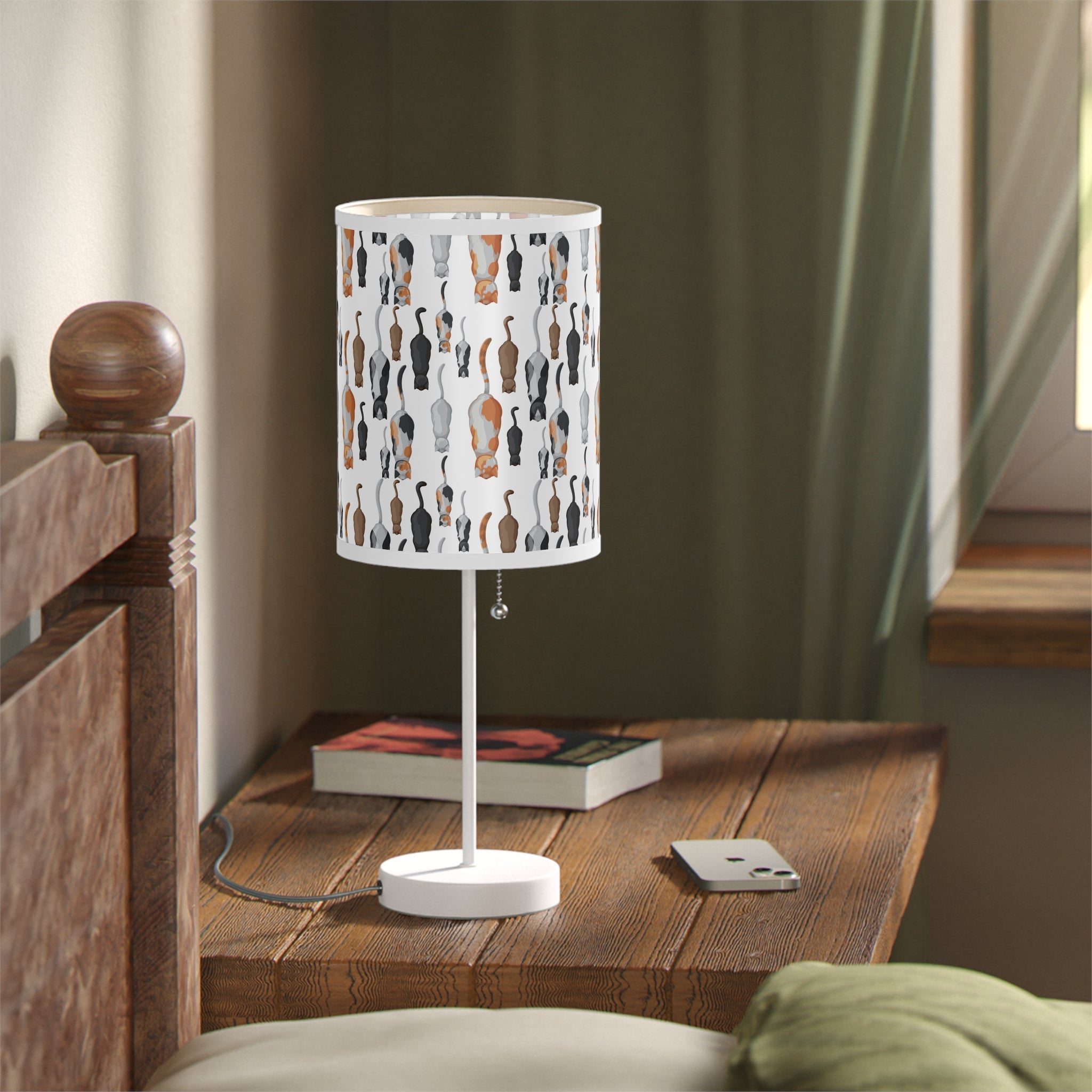 Mid - Century Retro Table Lamp — Cats Galore Geometric Shade (US/CA Plug) - POPvault