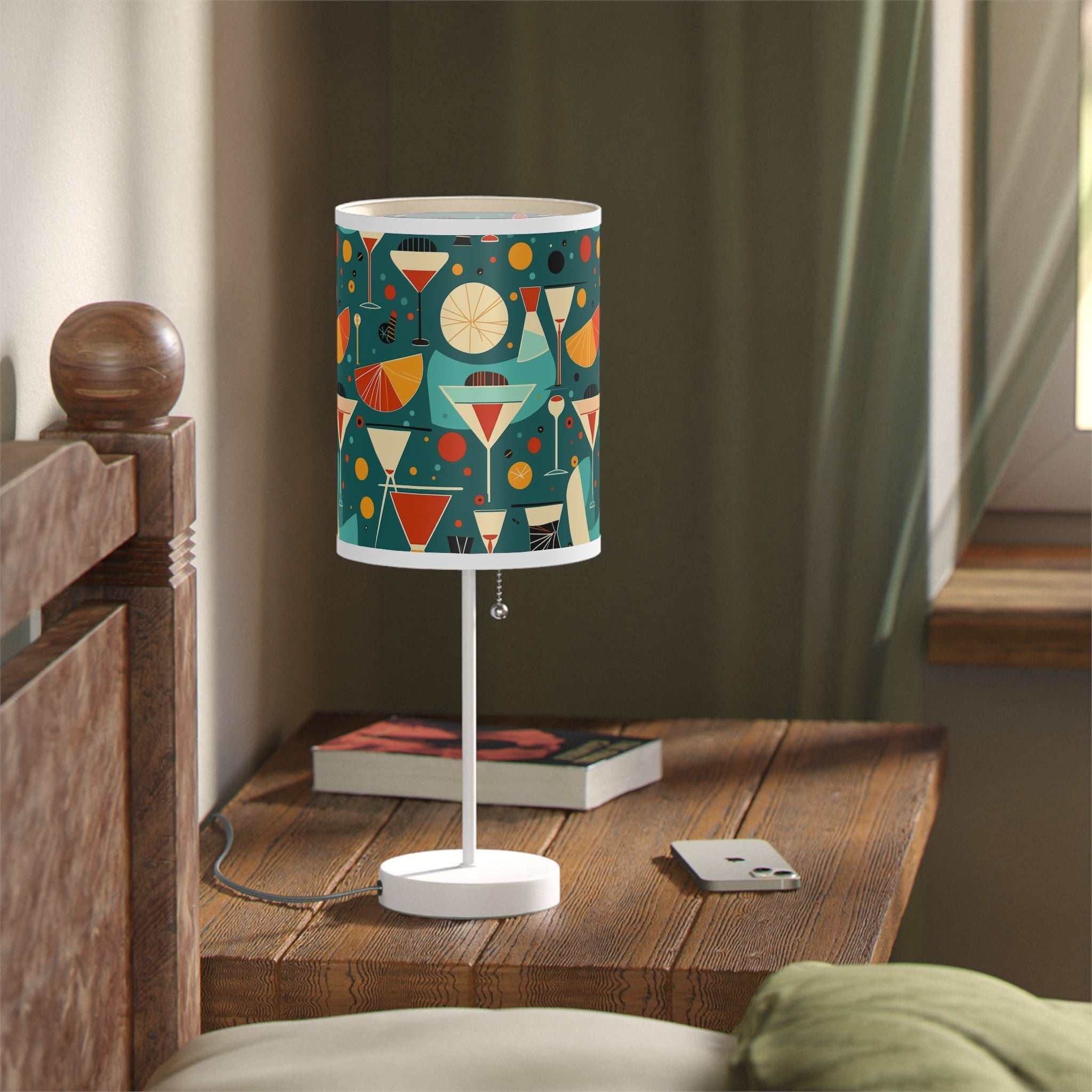Mid - Century Retro Table Lamp — Cocktail Hour Geometric Shade (US/CA Plug) - POPvault