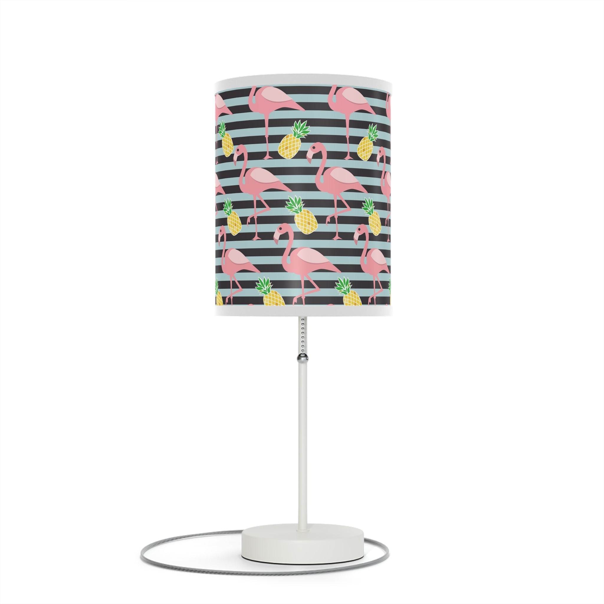 Mid - Century Retro Table Lamp — Flamingoes and Pineapples Geometric Shade (US/CA Plug) - POPvault