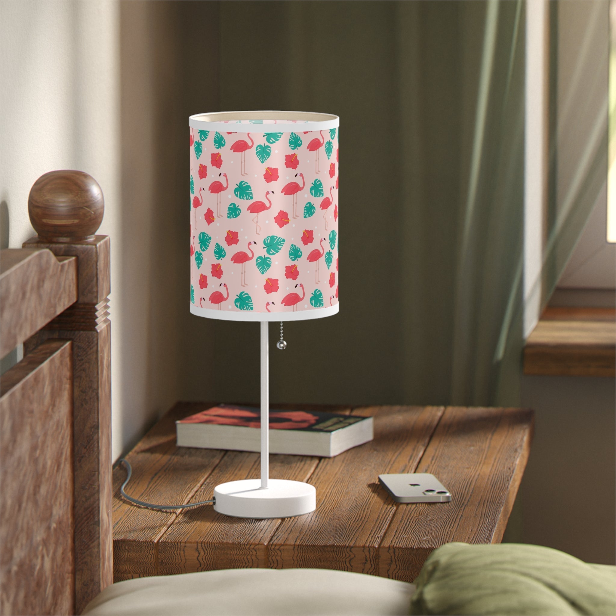 Mid - Century Retro Table Lamp — Flamingos Geometric Shade (US/CA Plug) - POPvault