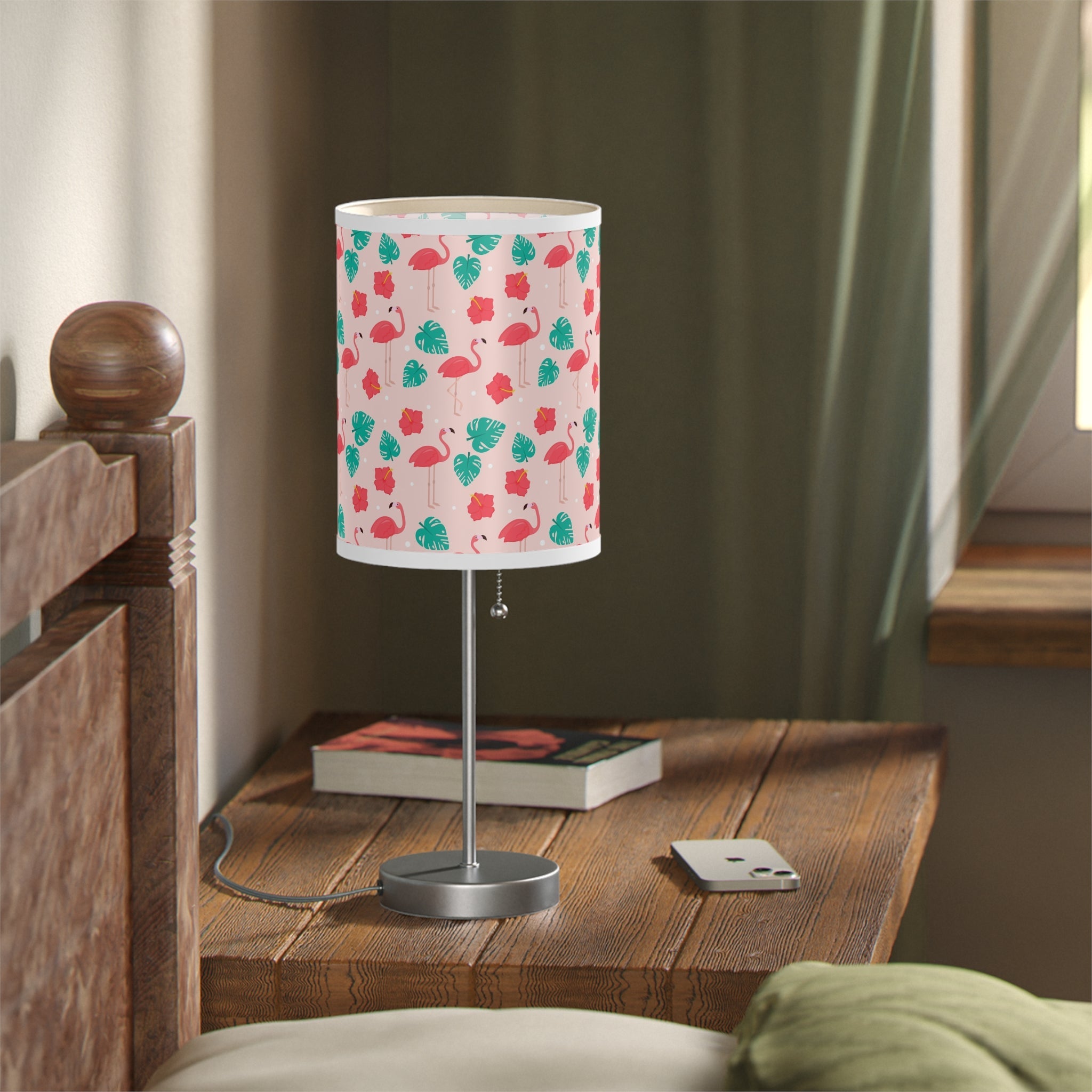 Mid - Century Retro Table Lamp — Flamingos Geometric Shade (US/CA Plug) - POPvault