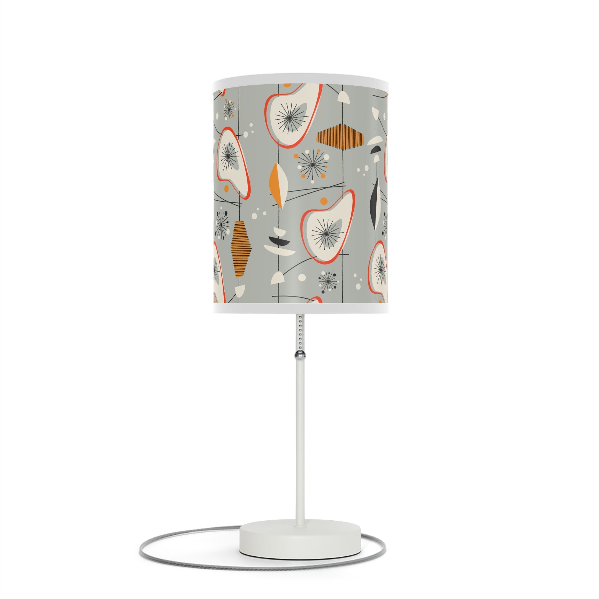 Mid - Century Retro Table Lamp — Gray Geometric Shade (US/CA Plug) - POPvault
