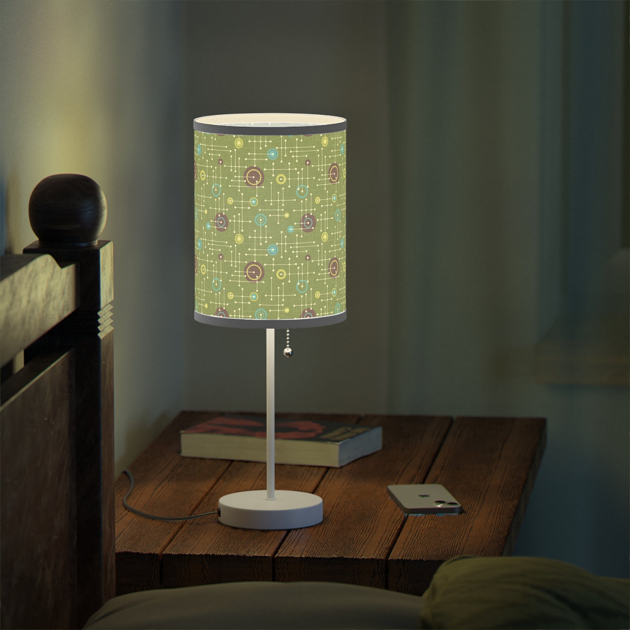 Mid - Century Retro Table Lamp — Green Geometric Shade (US/CA Plug) - POPvault