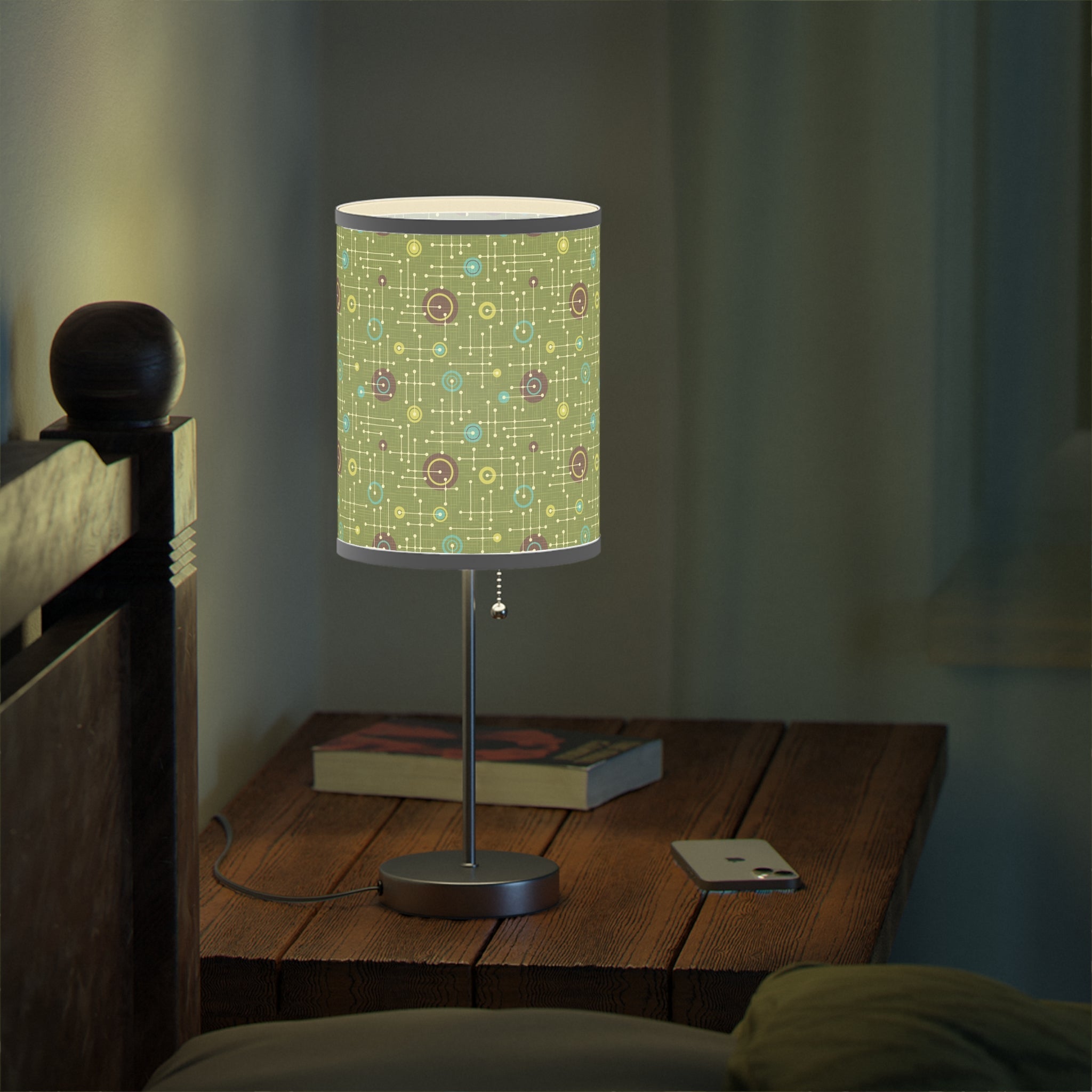 Mid - Century Retro Table Lamp — Green Geometric Shade (US/CA Plug) - POPvault