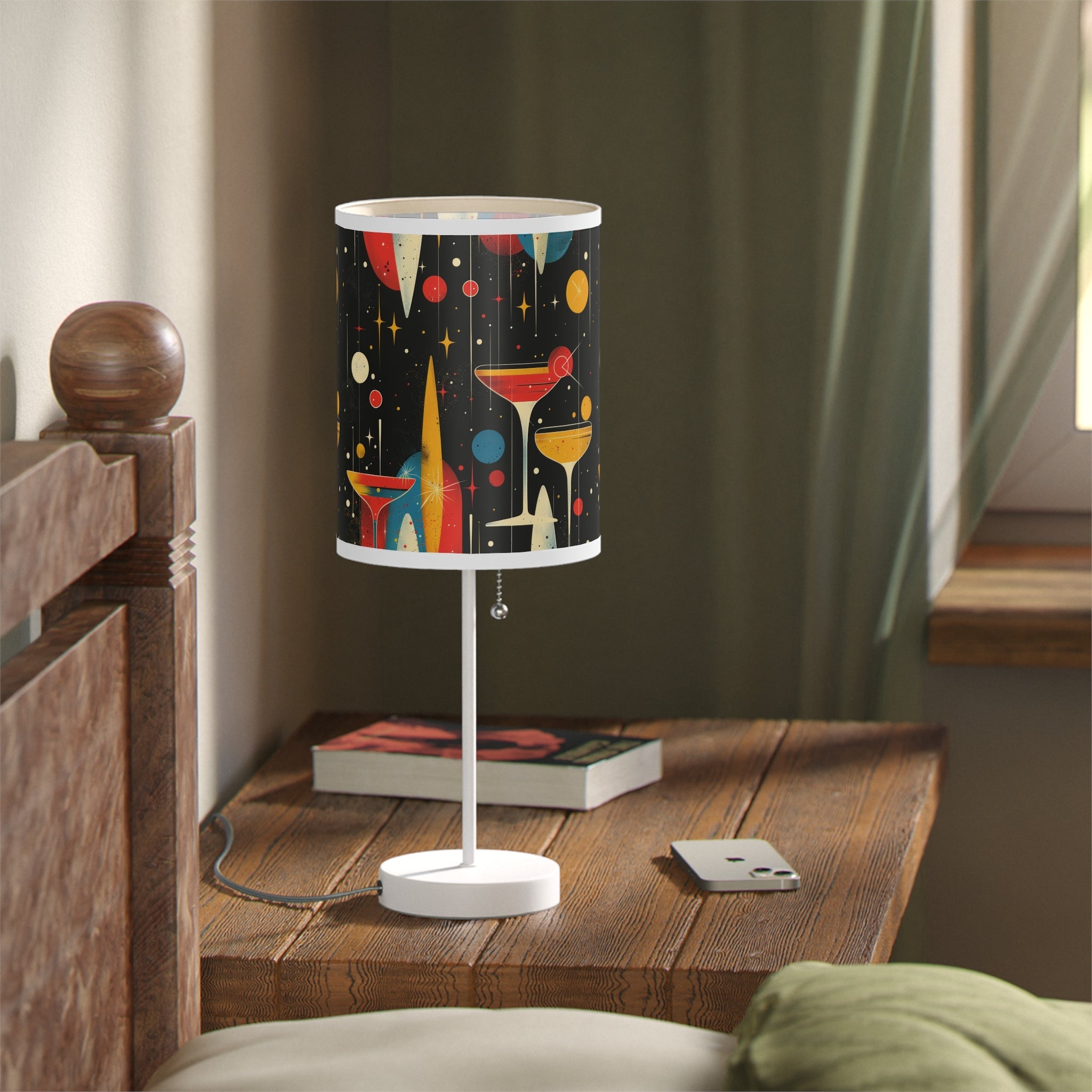 Mid - Century Retro Table Lamp — Martini Geometric Shade (US/CA Plug) - POPvault