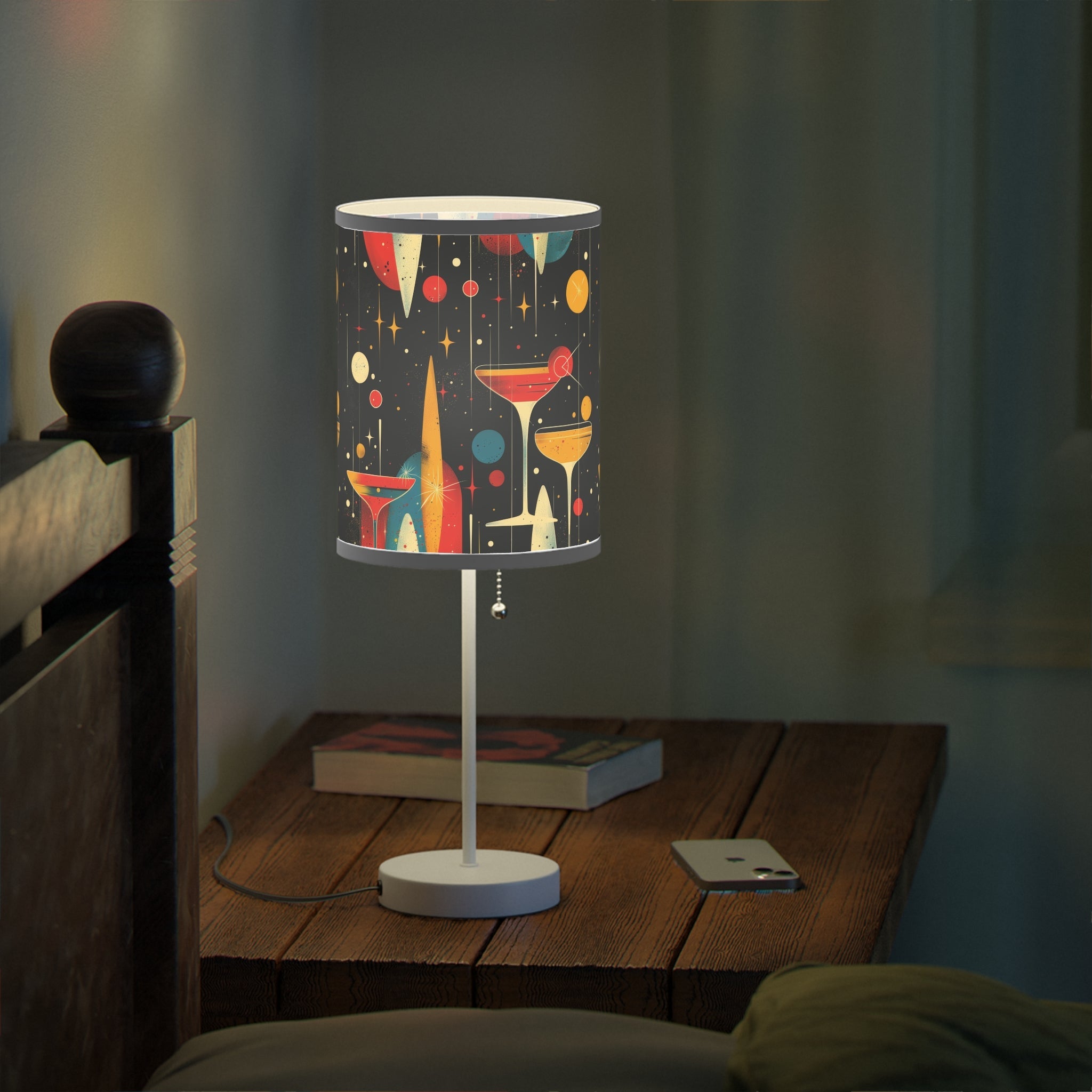 Mid - Century Retro Table Lamp — Martini Geometric Shade (US/CA Plug) - POPvault
