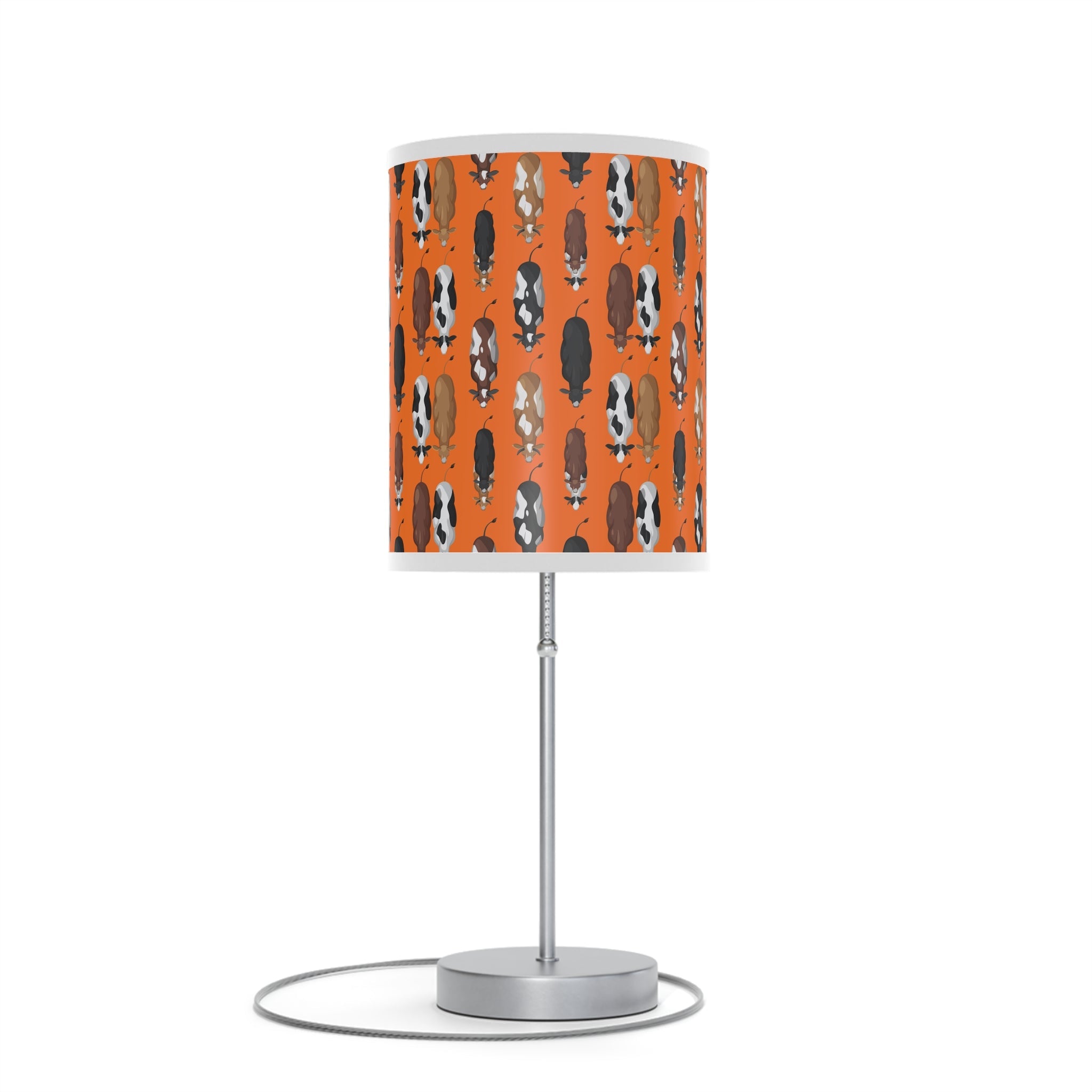 Mid - Century Retro Table Lamp — Moooove Along Cows Geometric Shade (US/CA Plug) - POPvault