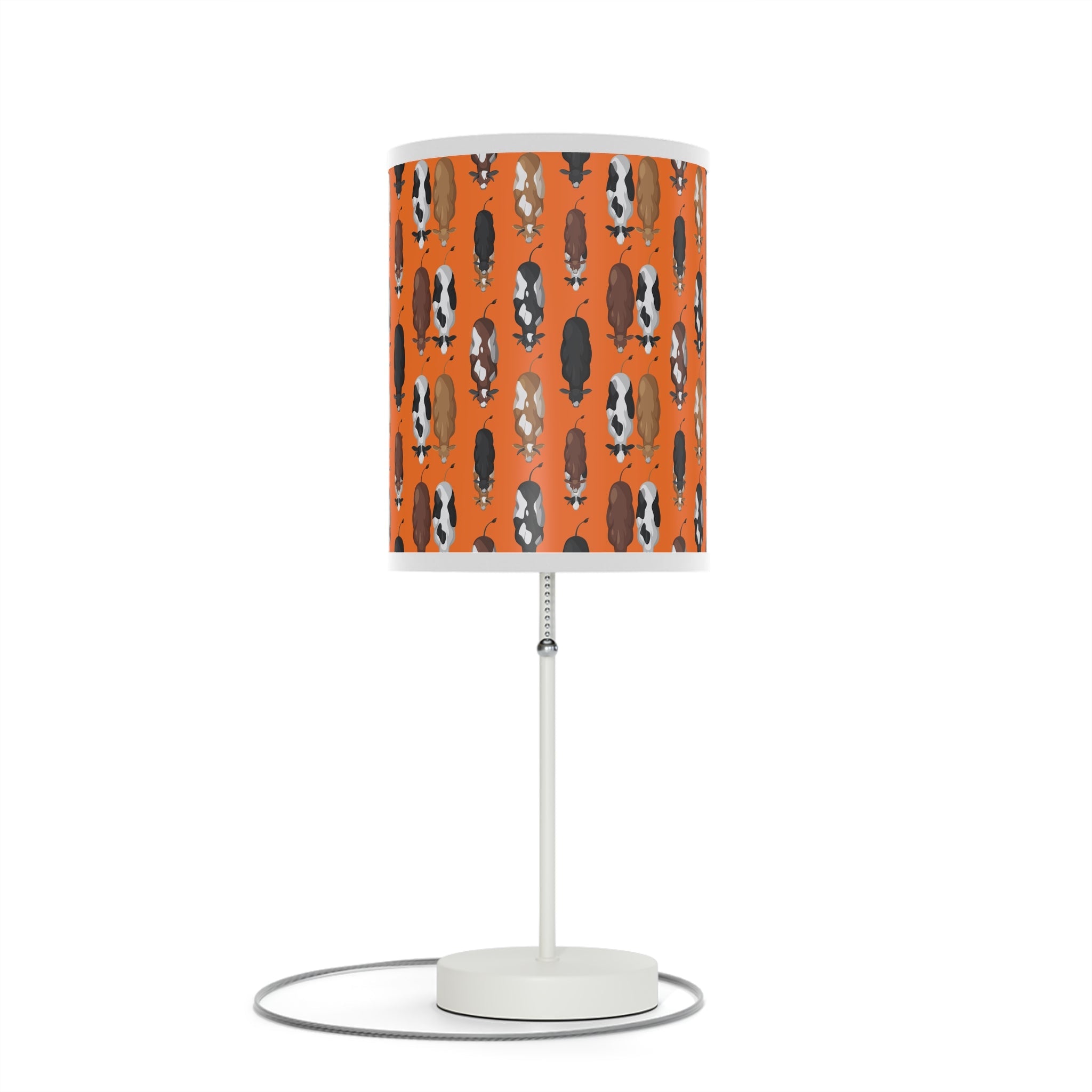 Mid - Century Retro Table Lamp — Moooove Along Cows Geometric Shade (US/CA Plug) - POPvault