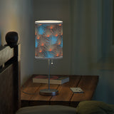 Mid - Century Retro Table Lamp — Orange and Blue Fans Geometric Shade (US/CA Plug) - POPvault