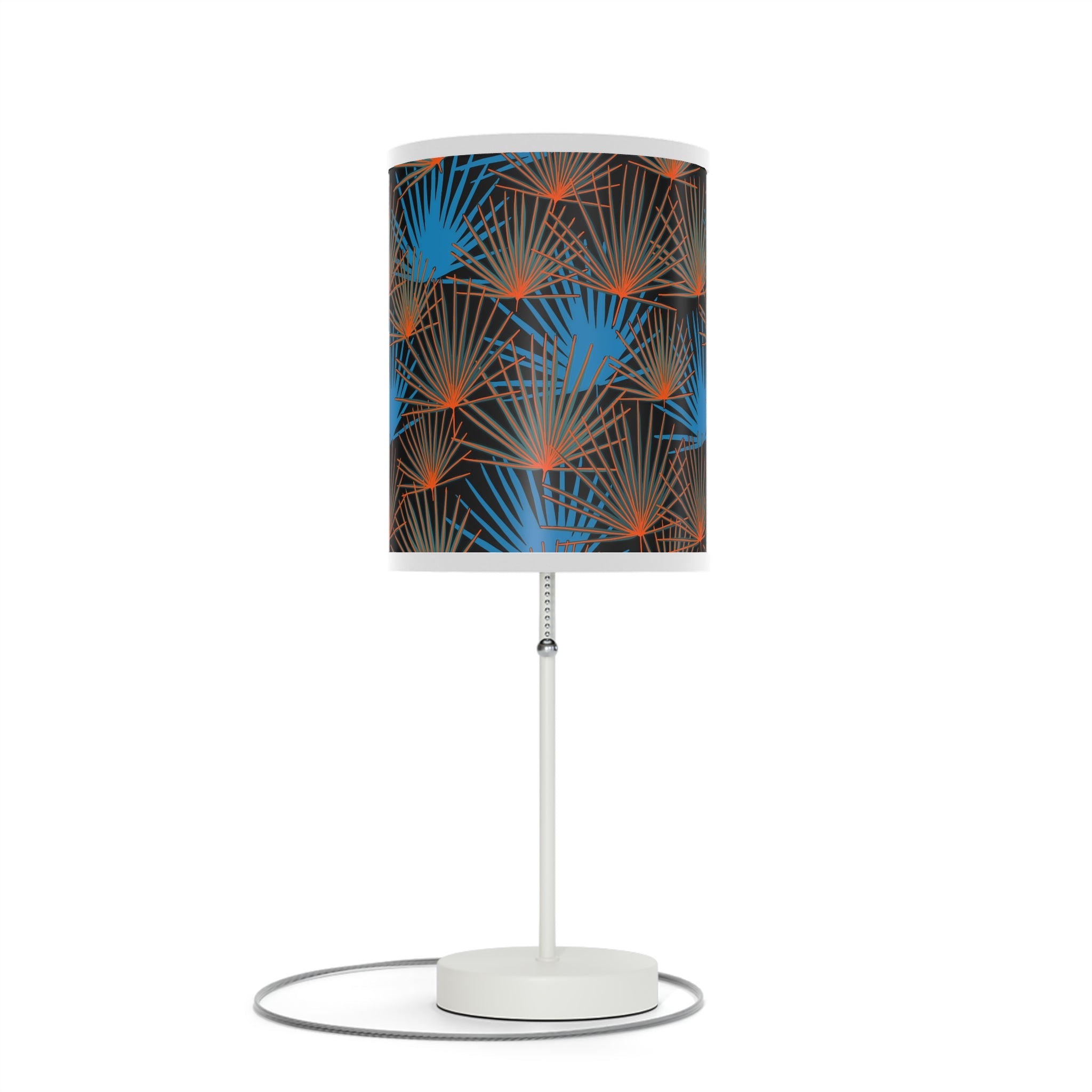 Mid - Century Retro Table Lamp — Orange and Blue Fans Geometric Shade (US/CA Plug) - POPvault