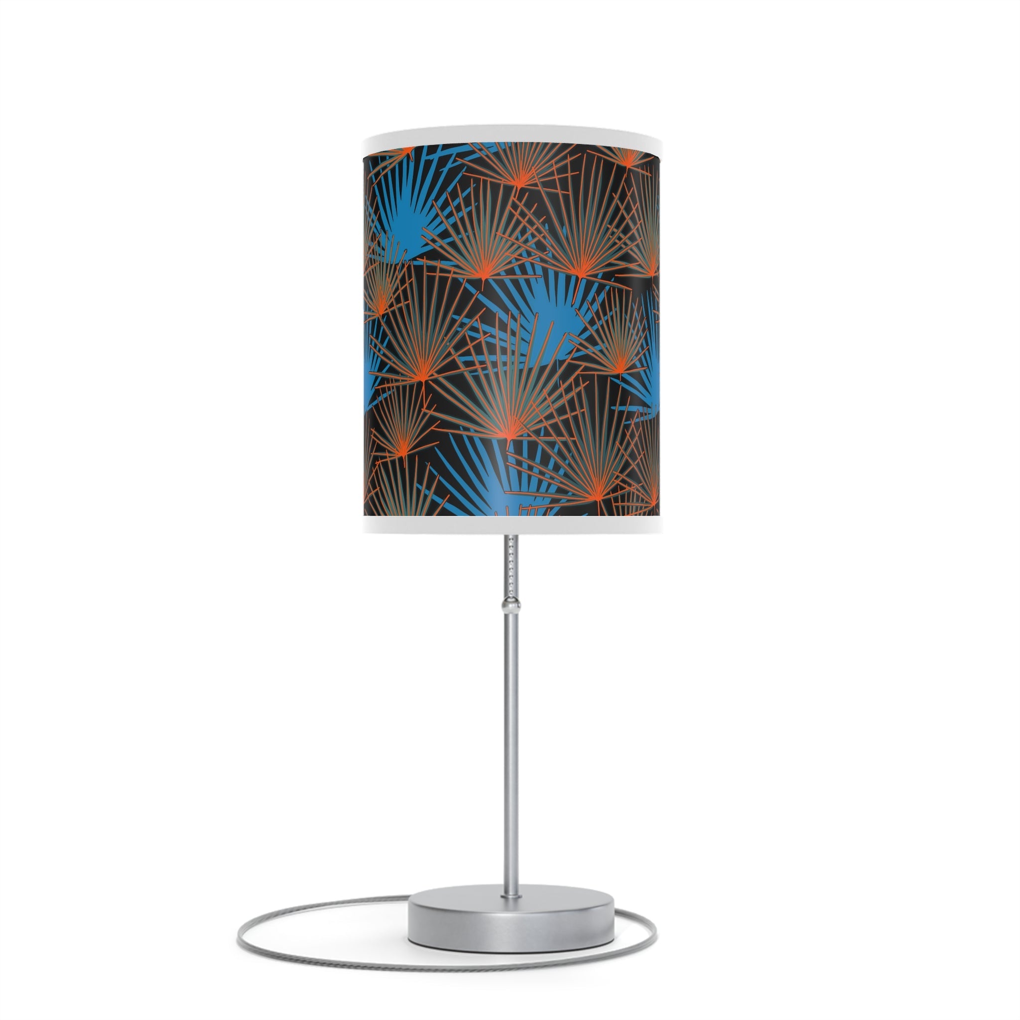 Mid - Century Retro Table Lamp — Orange and Blue Fans Geometric Shade (US/CA Plug) - POPvault
