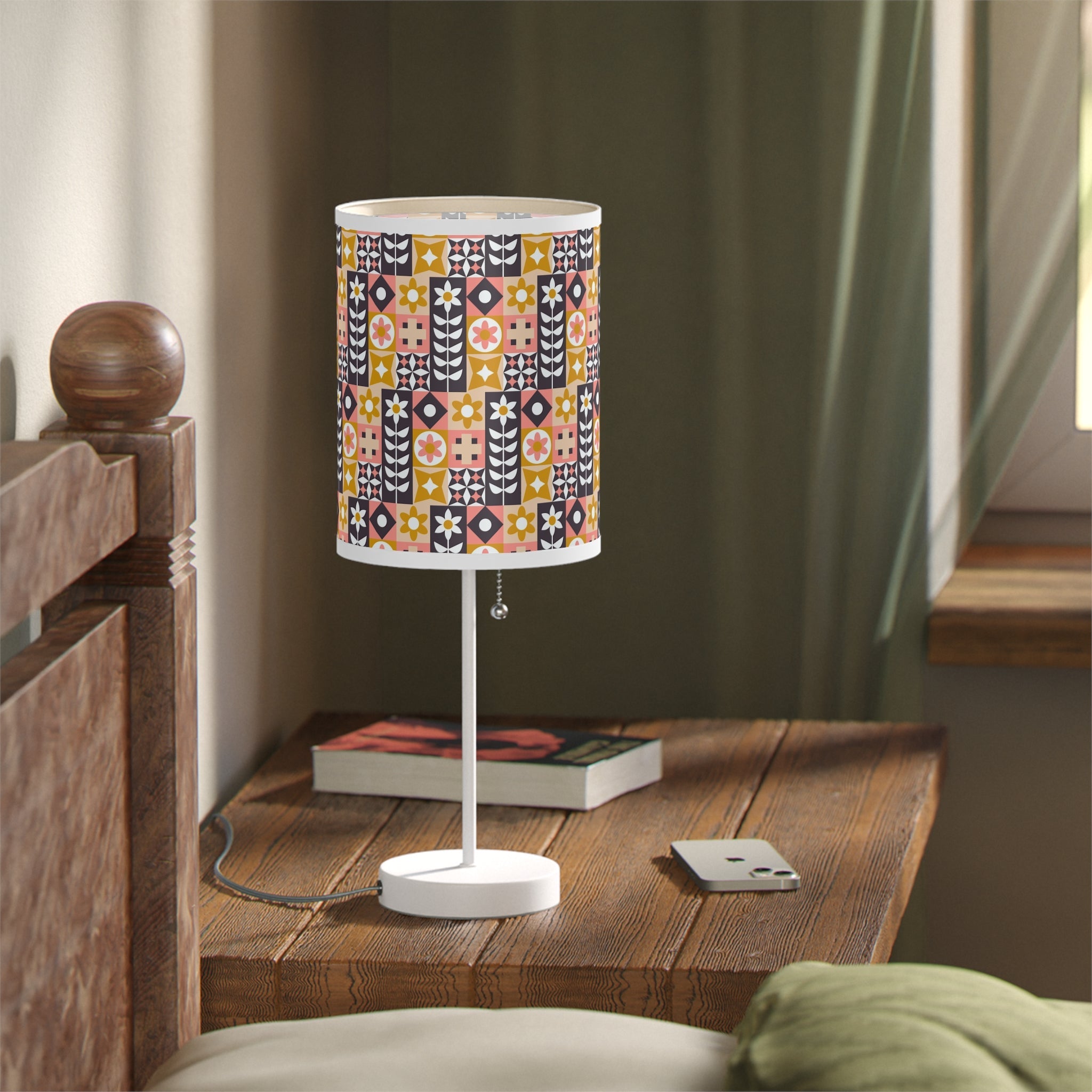 Mid - Century Retro Table Lamp — Scandinavian Geometric Shade (US/CA Plug) - POPvault
