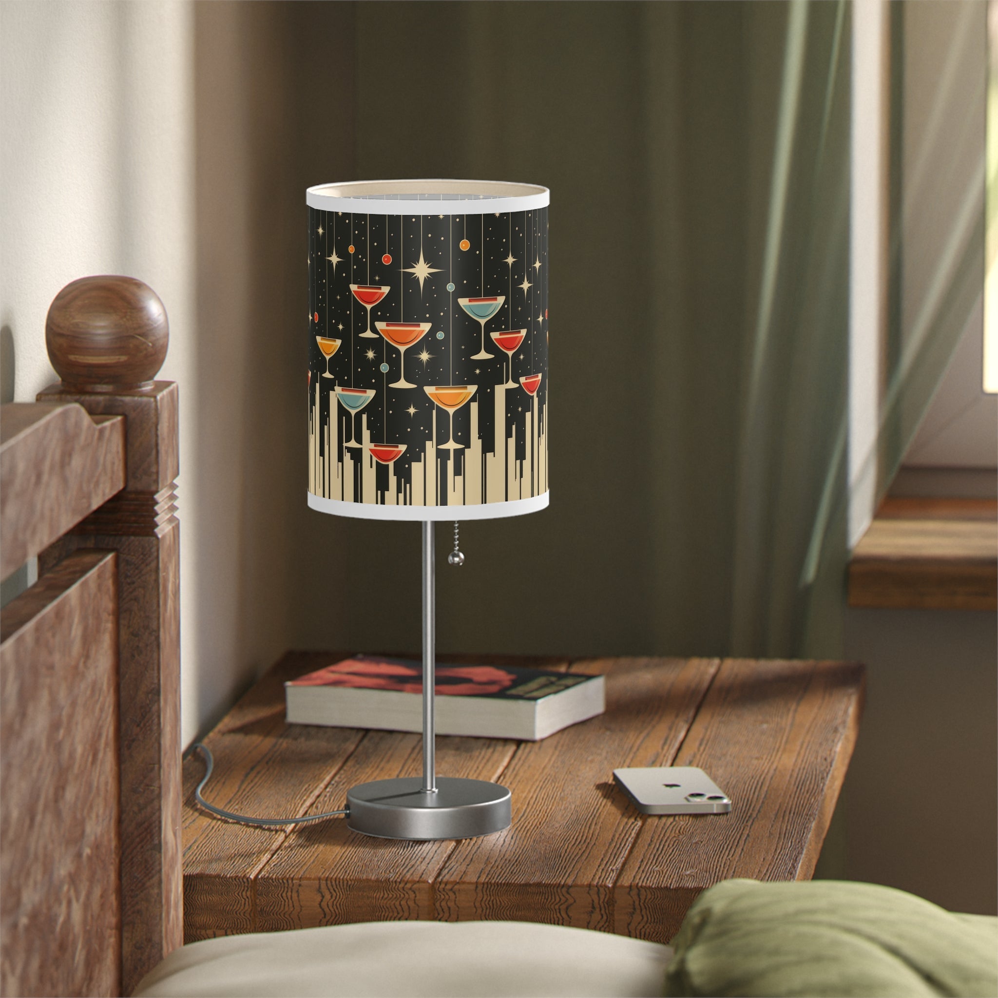 Mid - Century Retro Table Lamp — Space Age Cocktail Party Geometric Shade (US/CA Plug) - POPvault