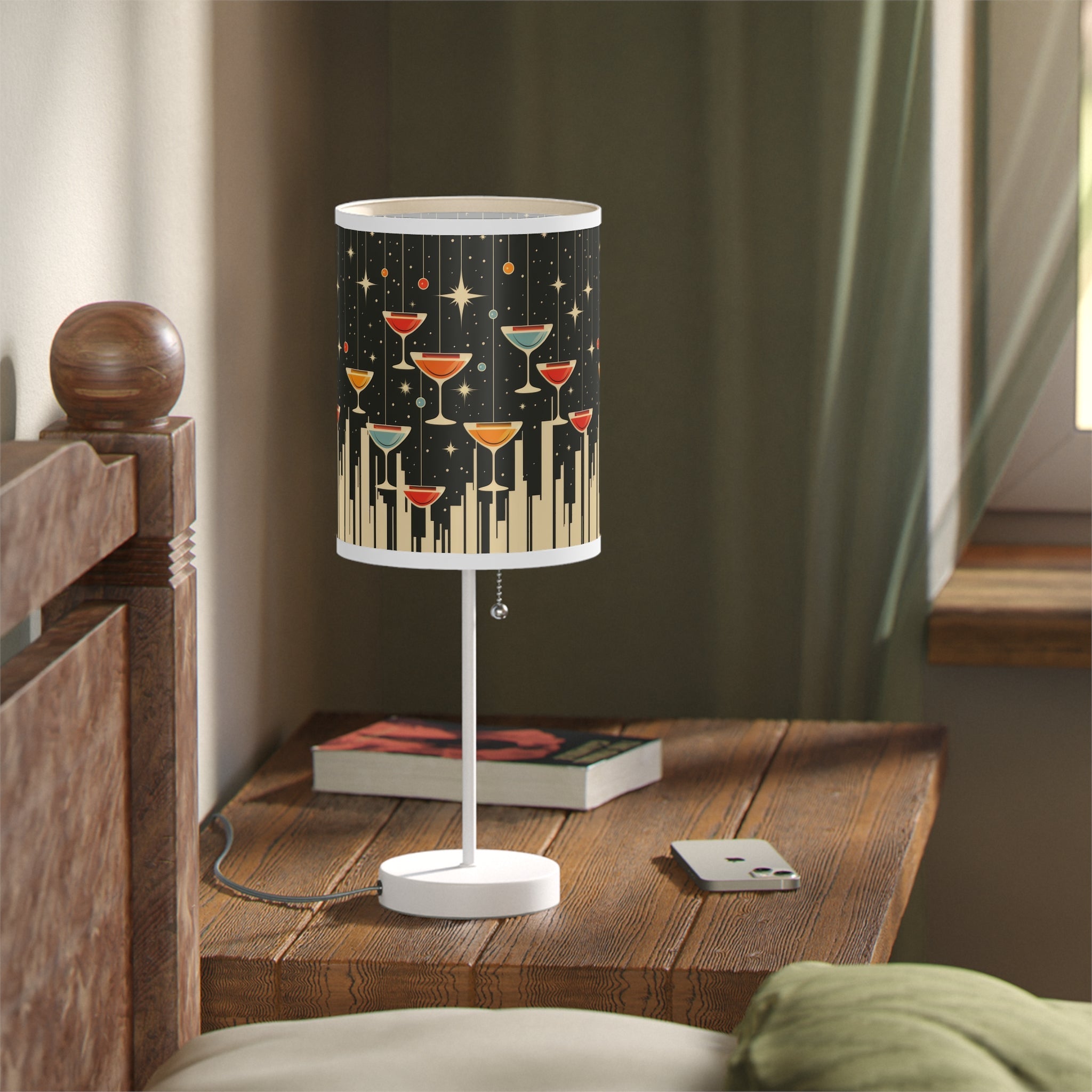 Mid - Century Retro Table Lamp — Space Age Cocktail Party Geometric Shade (US/CA Plug) - POPvault