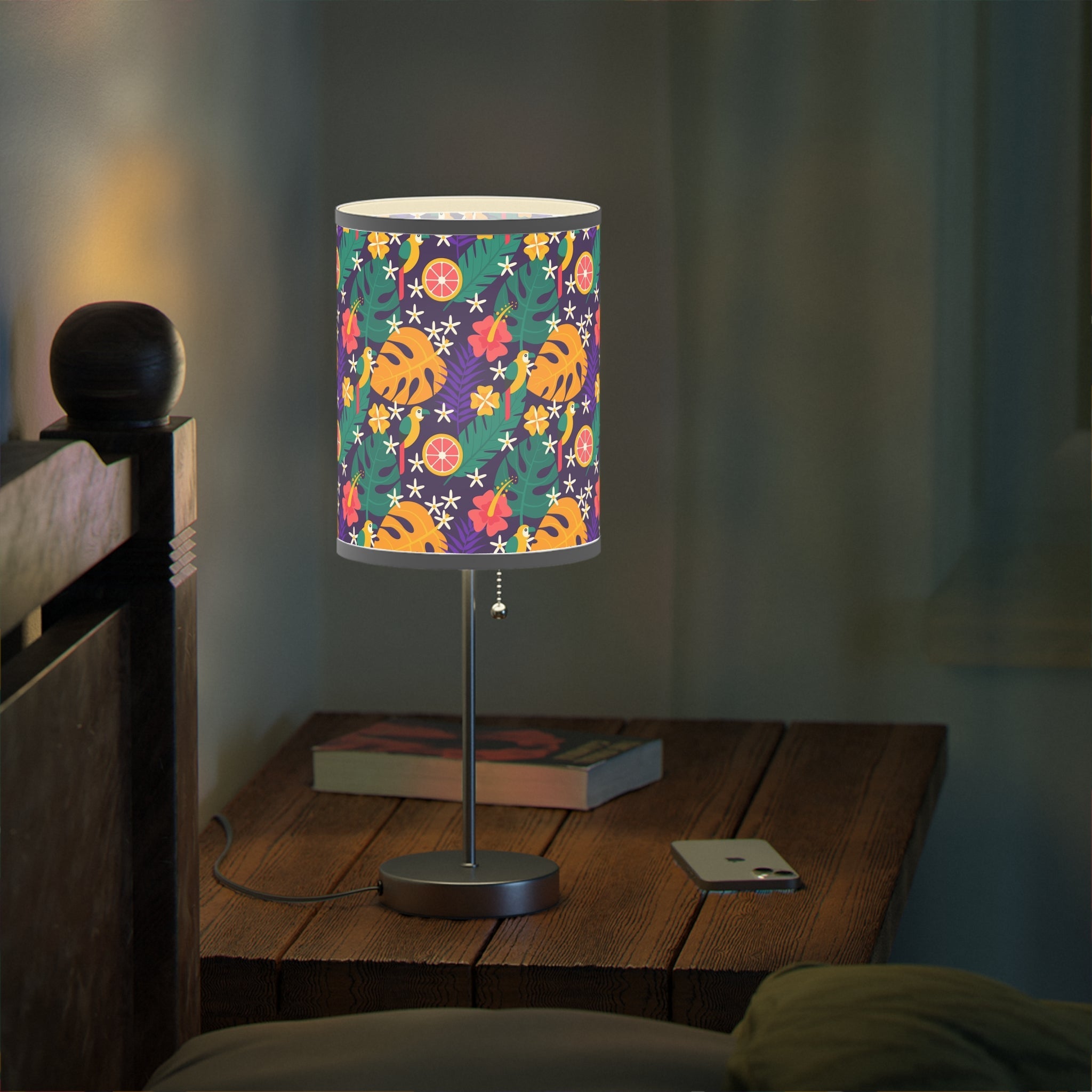 Mid - Century Retro Table Lamp — Tropical Geometric Shade (US/CA Plug) - POPvault