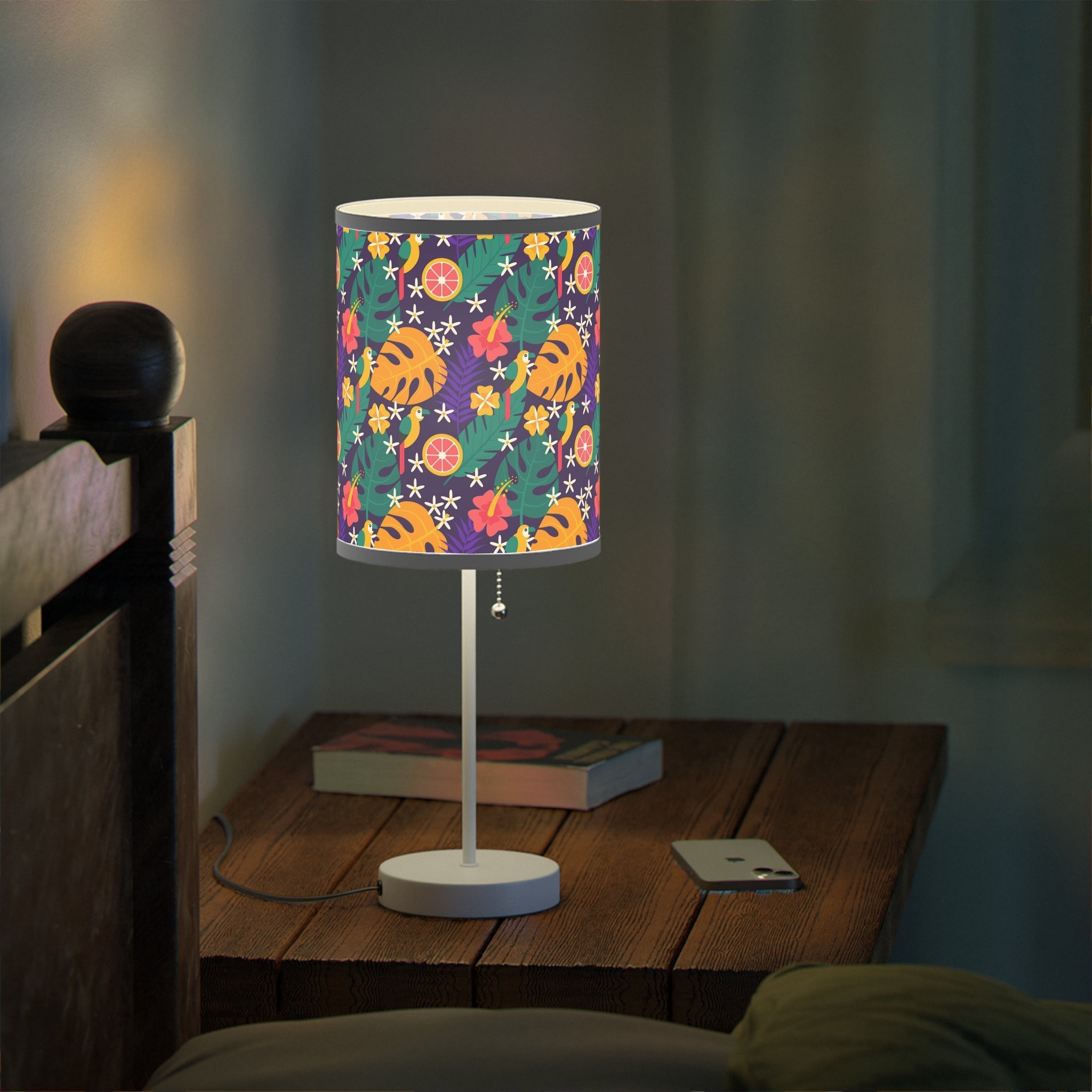 Mid - Century Retro Table Lamp — Tropical Geometric Shade (US/CA Plug) - POPvault