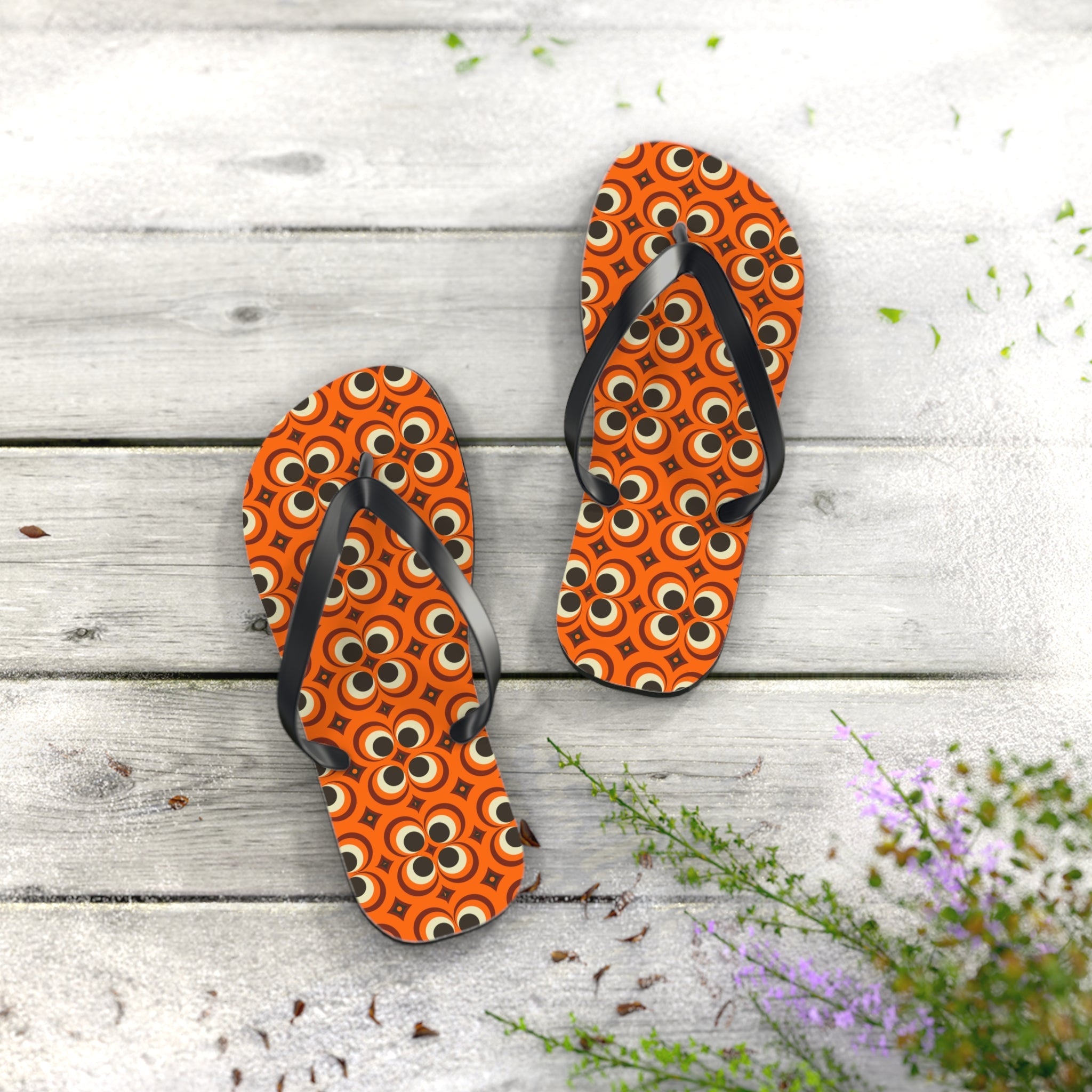 Mid - Century Retro Too Cool Orange Trip Flip - Flops - POPvault