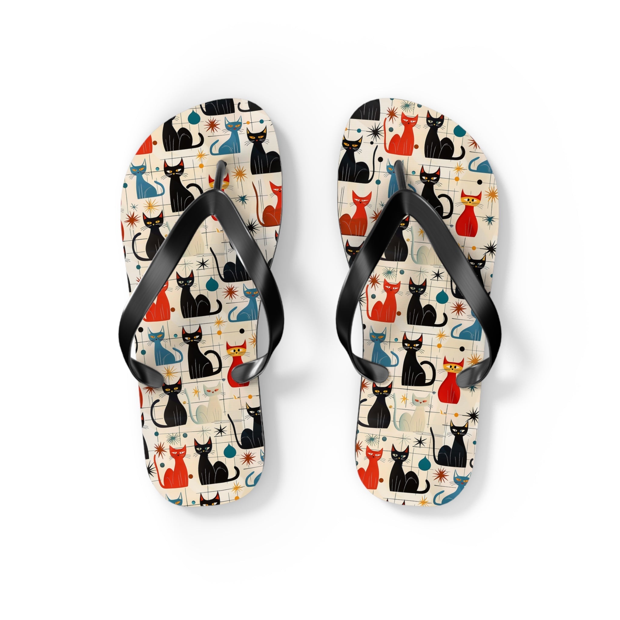 Mid - Century Retro Ultra - Cool Kitties Flip - Flops - POPvault