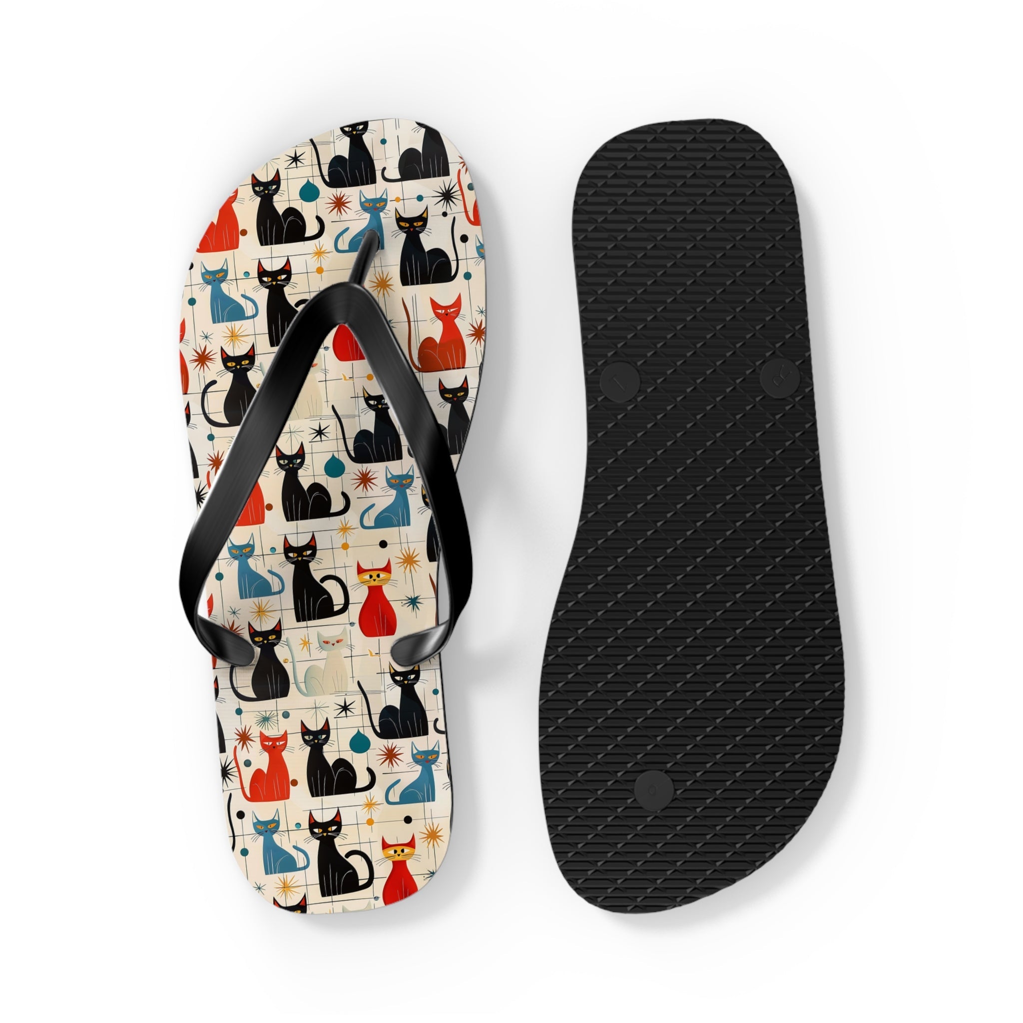 Mid - Century Retro Ultra - Cool Kitties Flip - Flops - POPvault