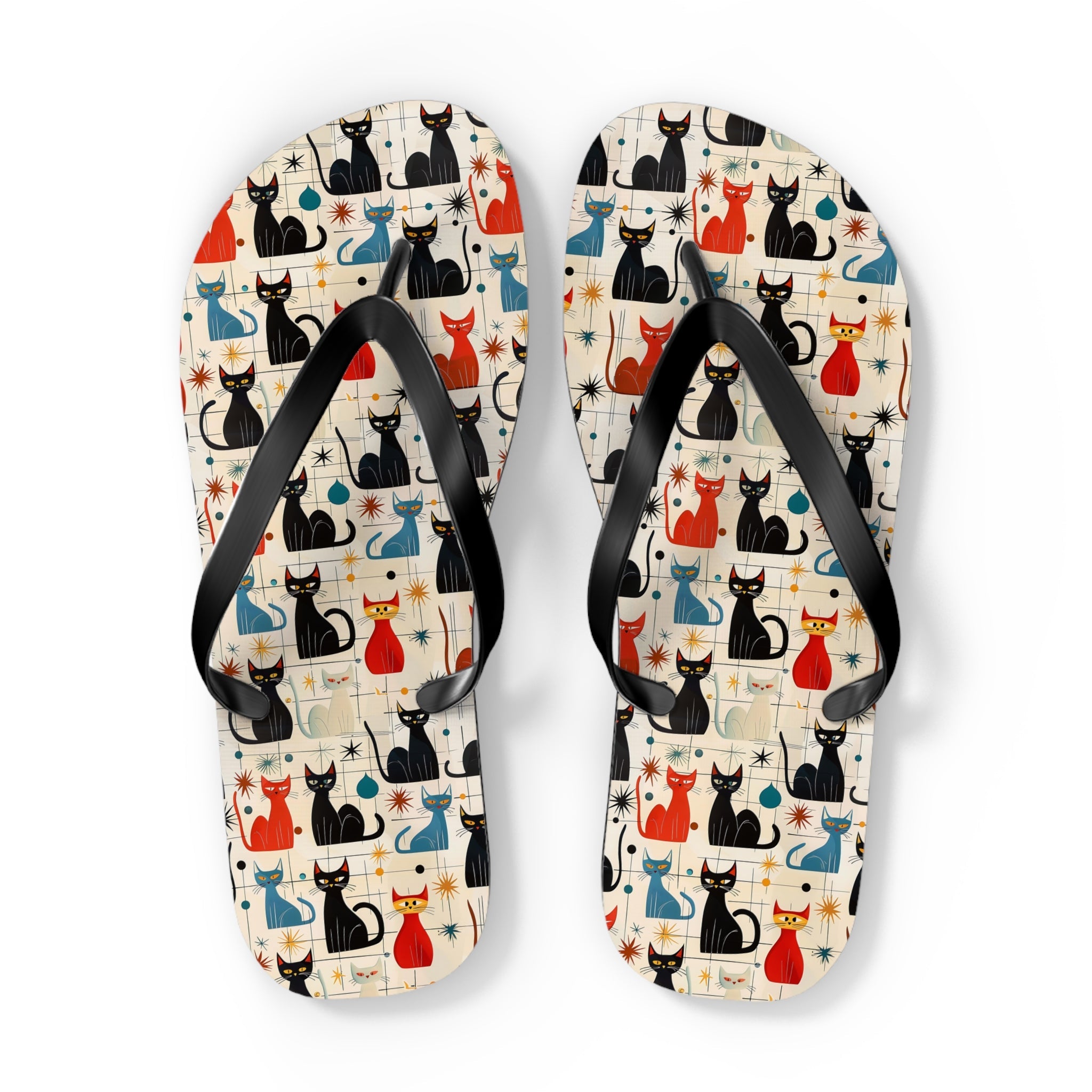 Mid - Century Retro Ultra - Cool Kitties Flip - Flops - POPvault