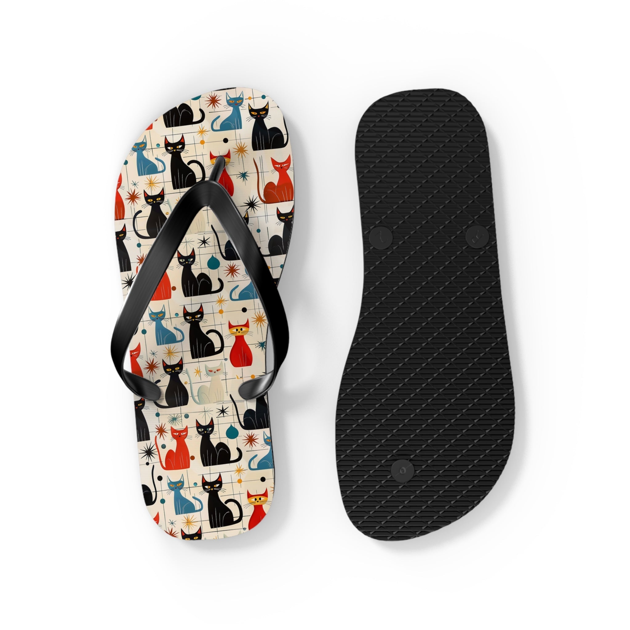 Mid - Century Retro Ultra - Cool Kitties Flip - Flops - POPvault