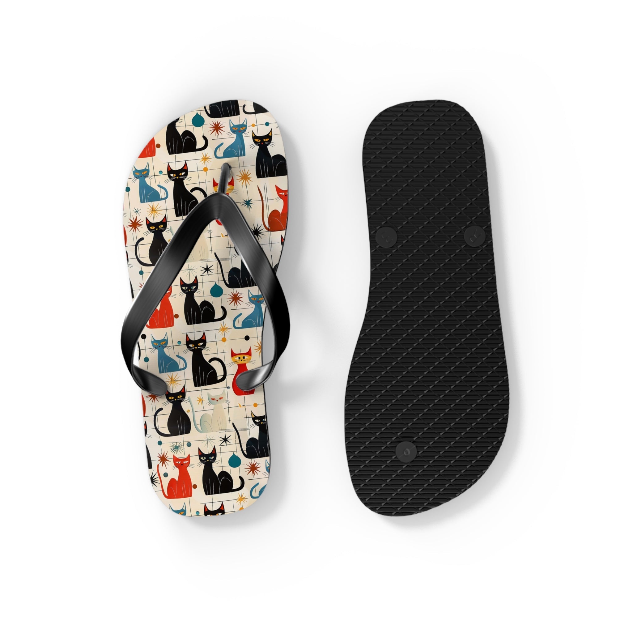 Mid - Century Retro Ultra - Cool Kitties Flip - Flops - POPvault