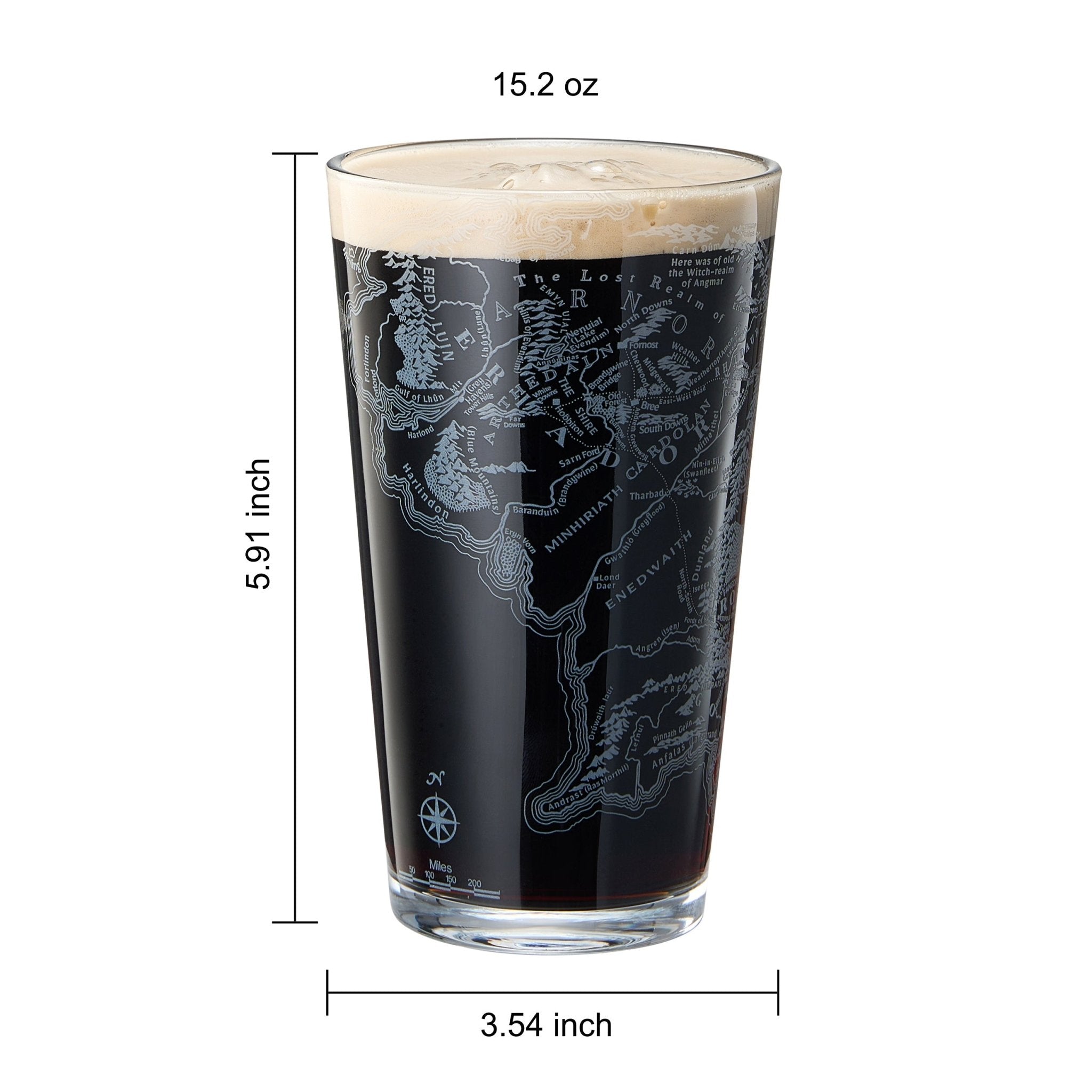 Middle Earth Map 15 Oz. Beer Glass - POPvault