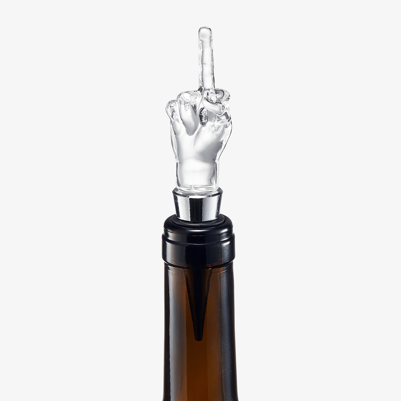 Middle Finger Silicone & Glass Wine Bottle Stopper - POPvault
