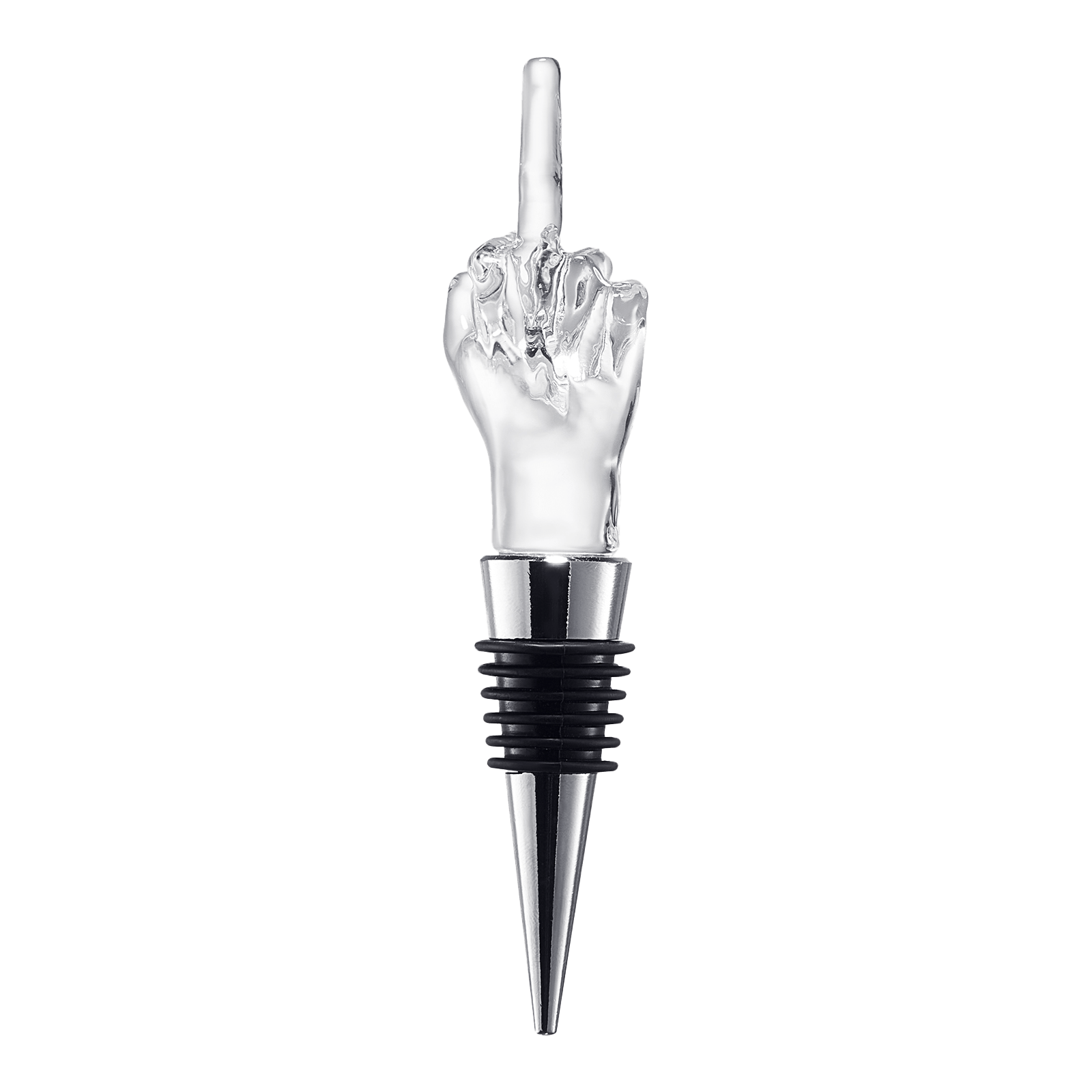 Middle Finger Silicone & Glass Wine Bottle Stopper - POPvault