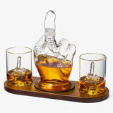 Middle Finger Whiskey Decanter Set With Mahogany Base And 2 Glasses - POPvault