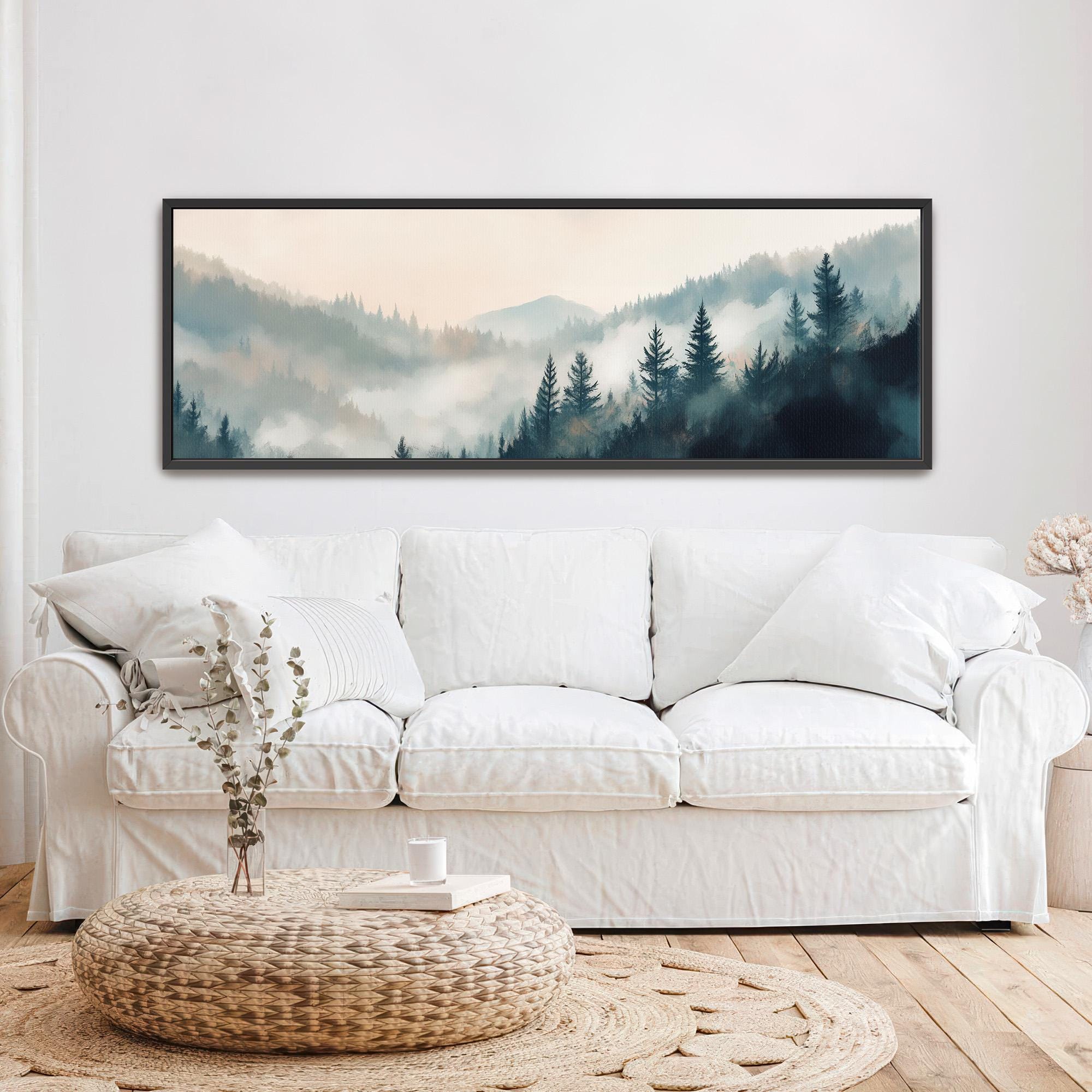 Misty Pine Forest Landscape Canvas Art - Neutral Canvas Art - POPvault