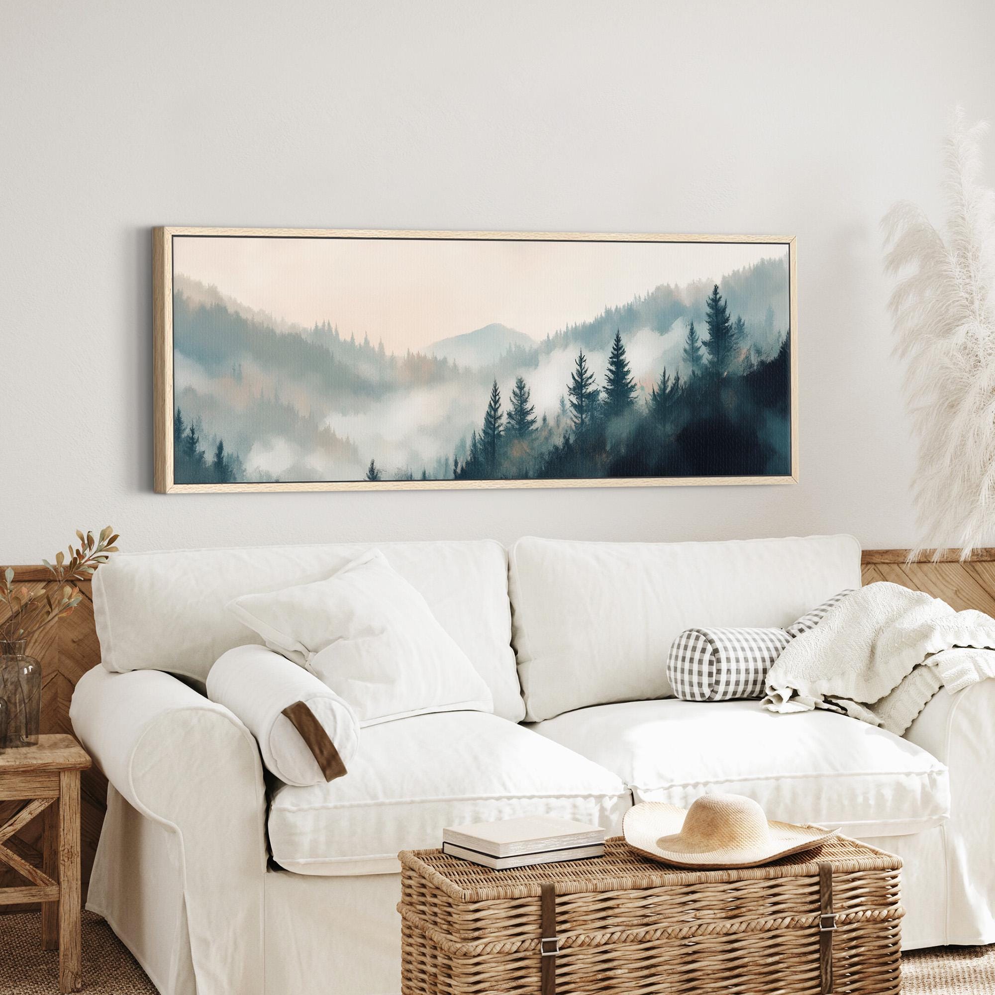 Misty Pine Forest Landscape Canvas Art - Neutral Canvas Art - POPvault