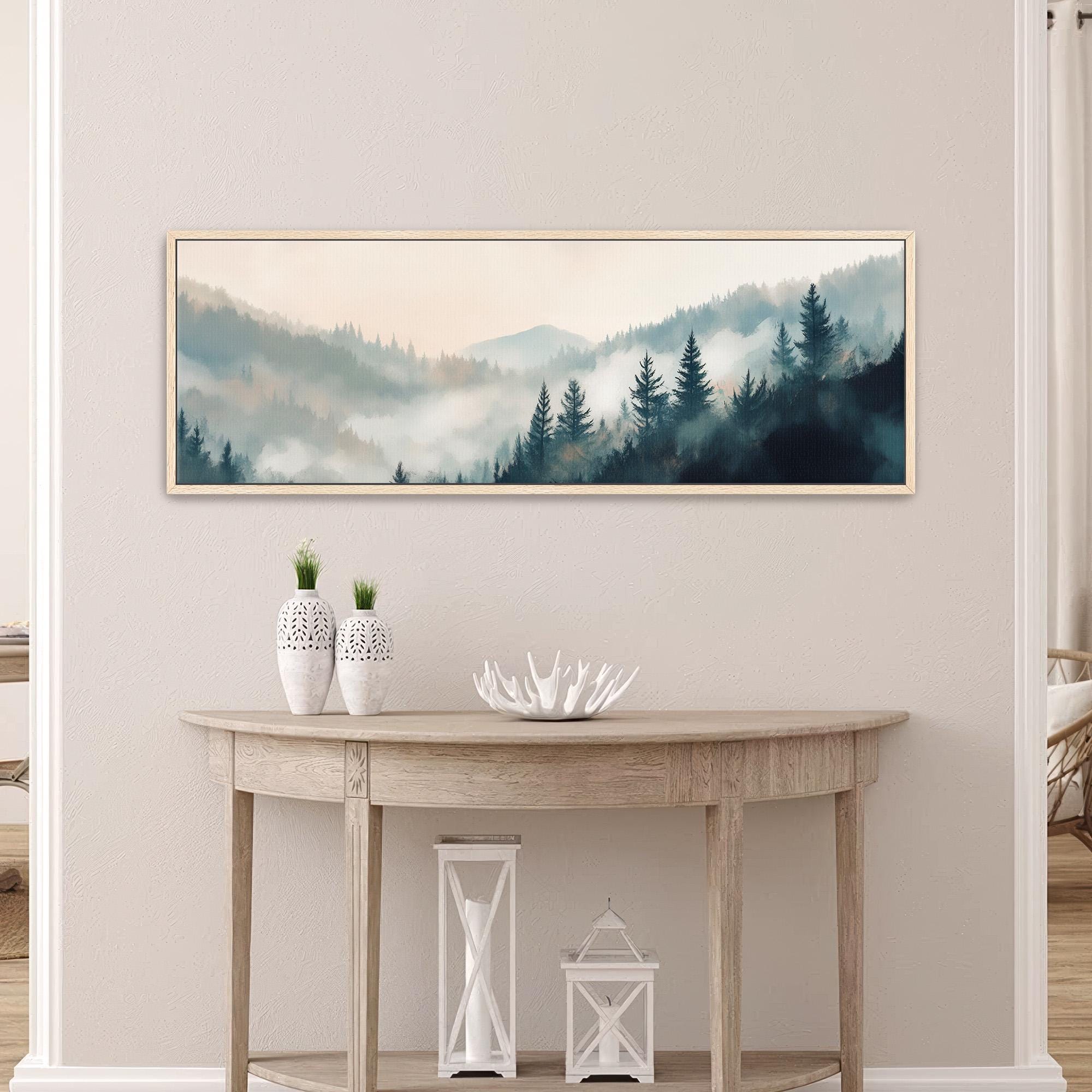 Misty Pine Forest Landscape Canvas Art - Neutral Canvas Art - POPvault