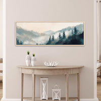 Misty Pine Forest Landscape Canvas Art - Neutral Canvas Art - Canvas Print