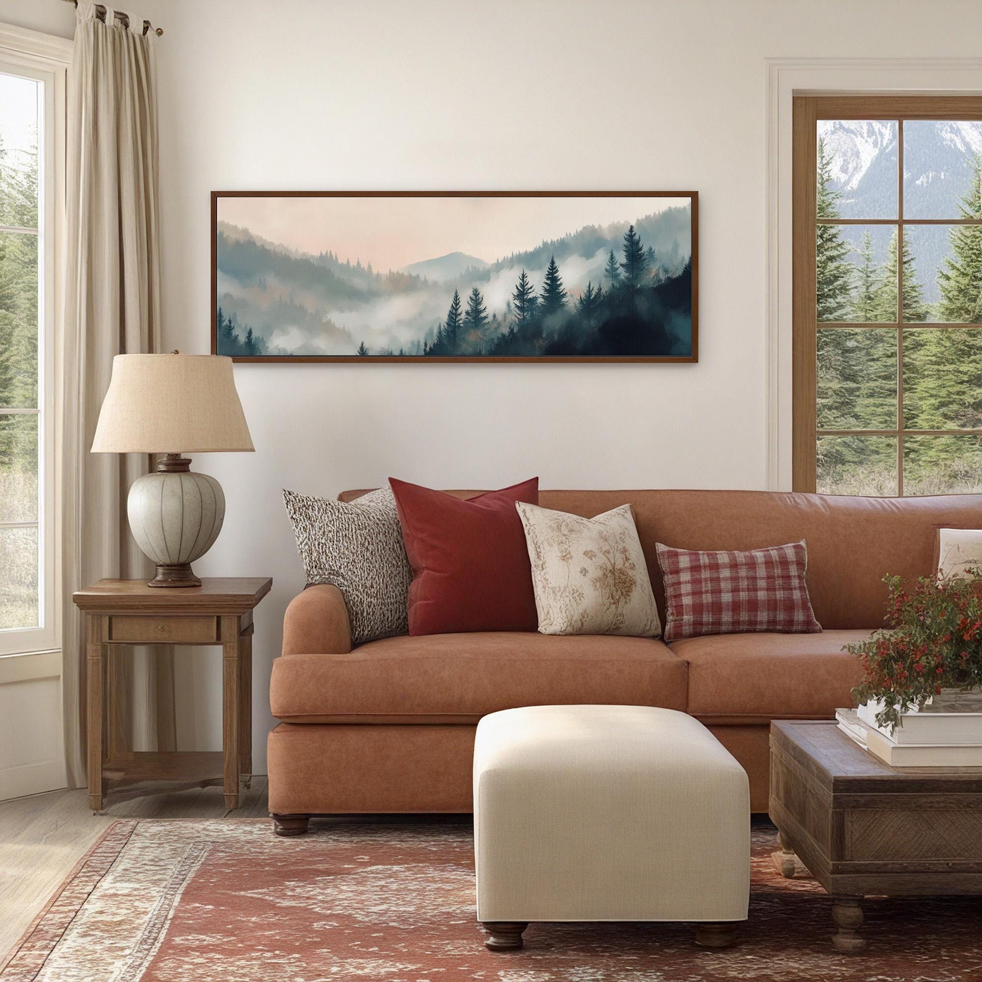 Misty Pine Forest Landscape Canvas Art - Neutral Canvas Art - POPvault