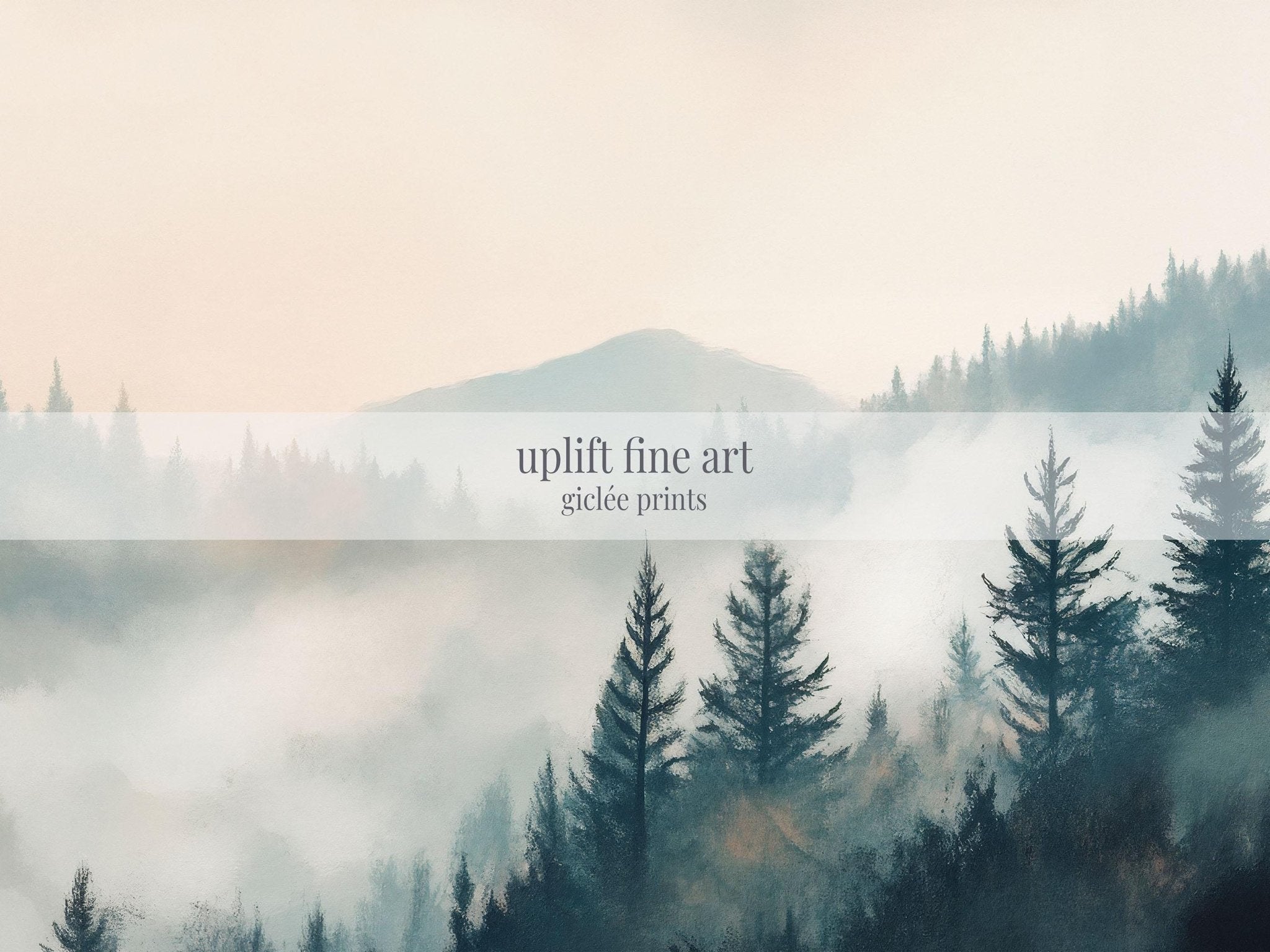Misty Pine Forest Landscape Canvas Art - Neutral Canvas Art - POPvault
