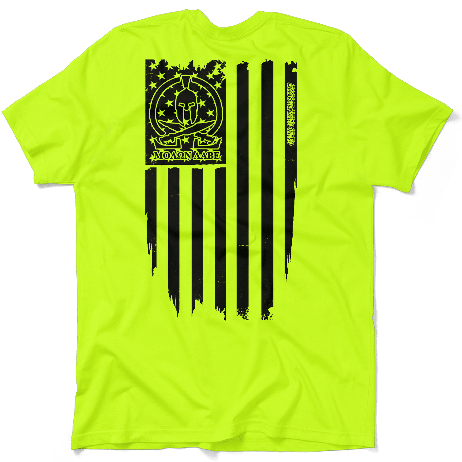 Molon Labe Ghost Flag - Safety Yellow T-Shirt - POPvault