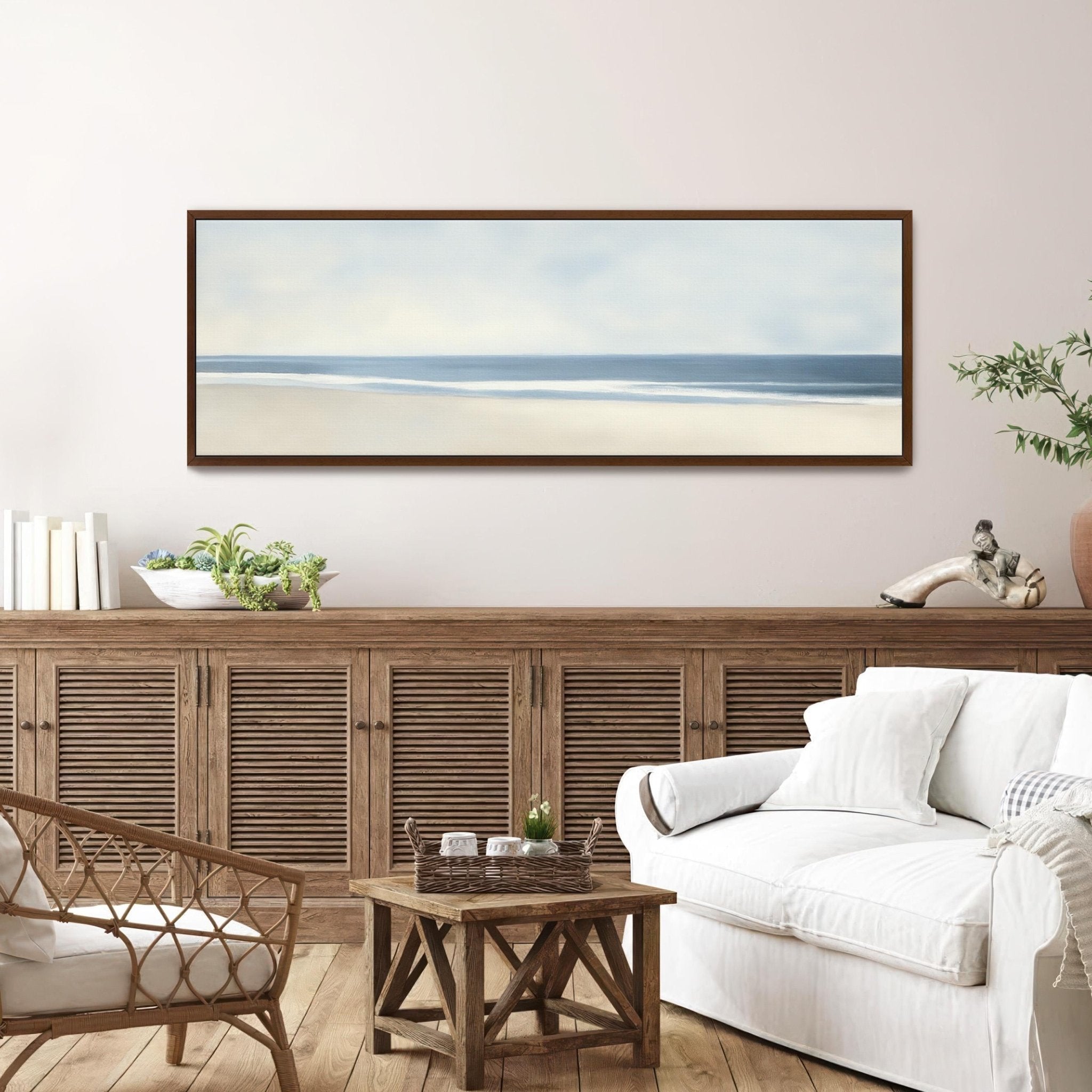Neutral Ocean Canvas Art Print - POPvault
