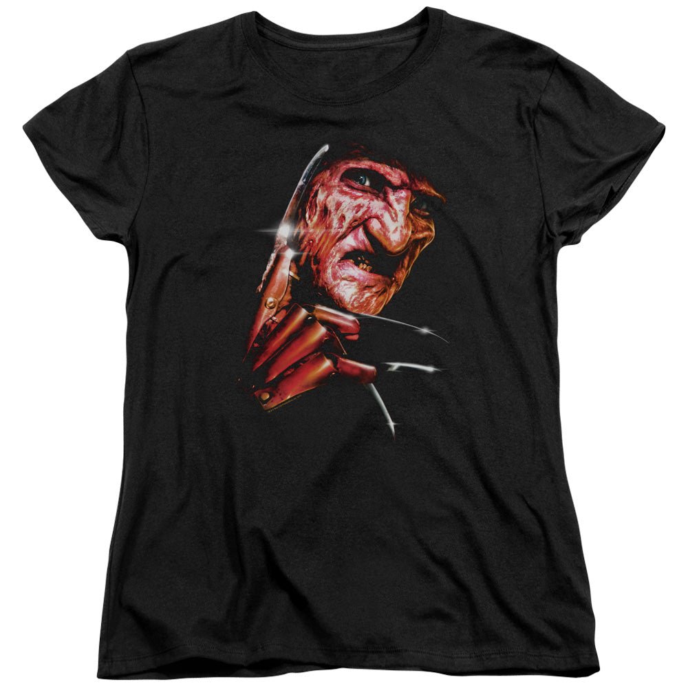 Nightmare On Elm Street Freddys Face Womens T Shirt Black Officially Licensed - POPvault