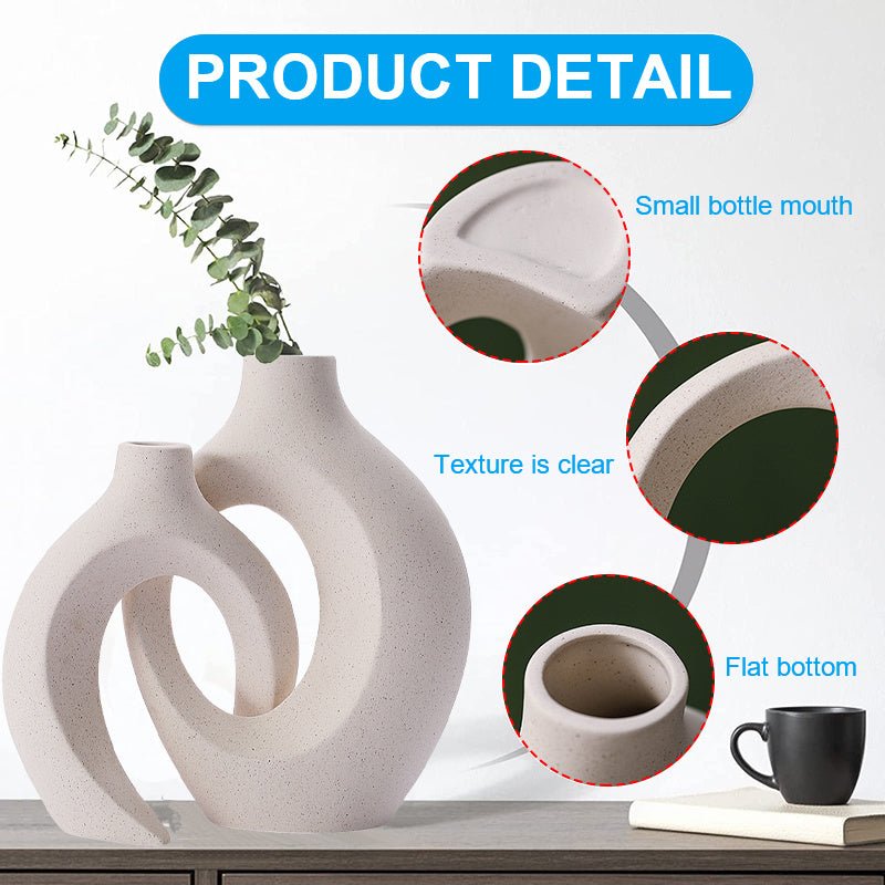 Nordic Ceramic Vases Snuggle in White Matte Finish ( Single Vase or Set of 2) - POPvault