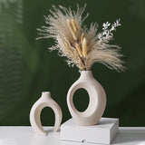 Nordic Ceramic Vases Snuggle in White Matte Finish ( Single Vase or Set of 2) - POPvault