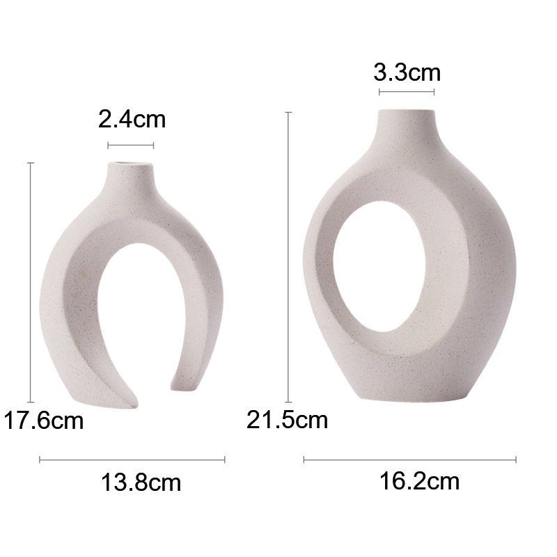 Nordic Ceramic Vases Snuggle in White Matte Finish ( Single Vase or Set of 2) - POPvault