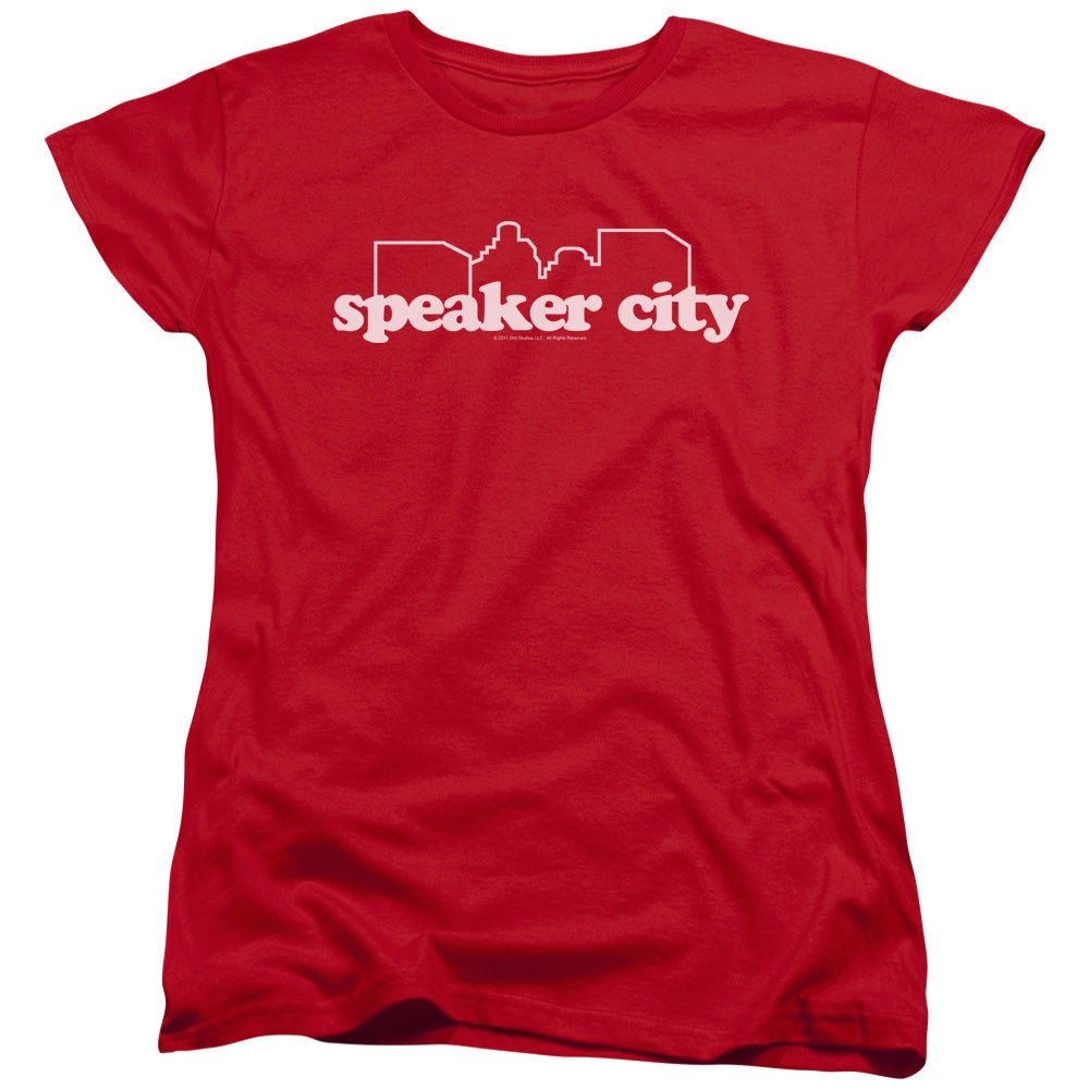 Old School Speaker City Logo Womens T Shirt Red Officially Licensed - POPvault