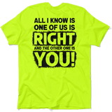 One Of Us Is Right - Safety Yellow T-Shirt - POPvault