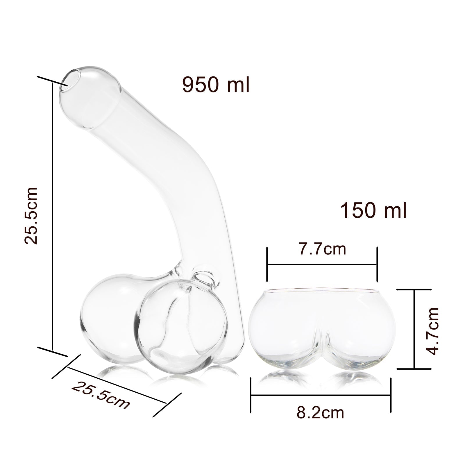 Phallus 950 ml Whiskey Decanter Bottle With Two Ball Whiskey Glasses - POPvault