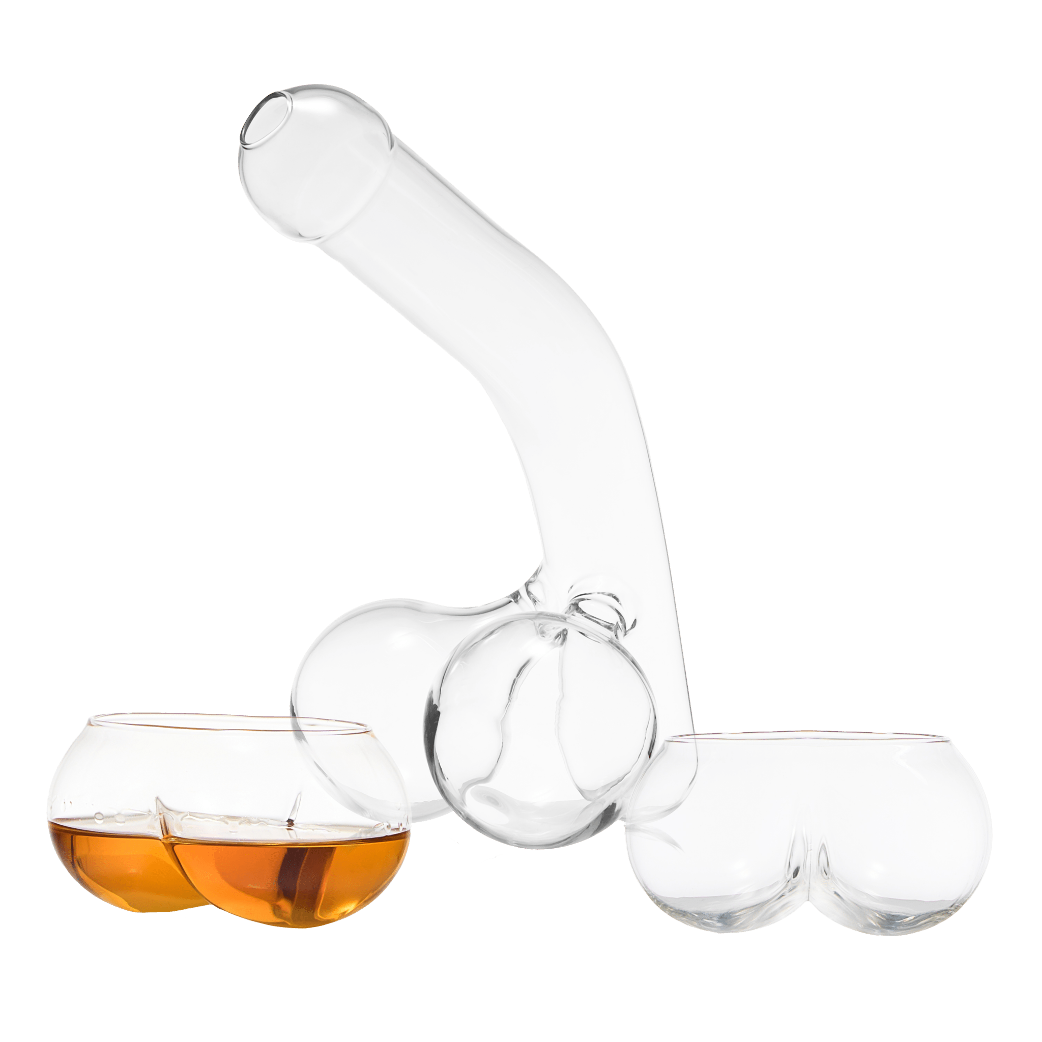 Phallus 950 ml Whiskey Decanter Bottle With Two Ball Whiskey Glasses - POPvault