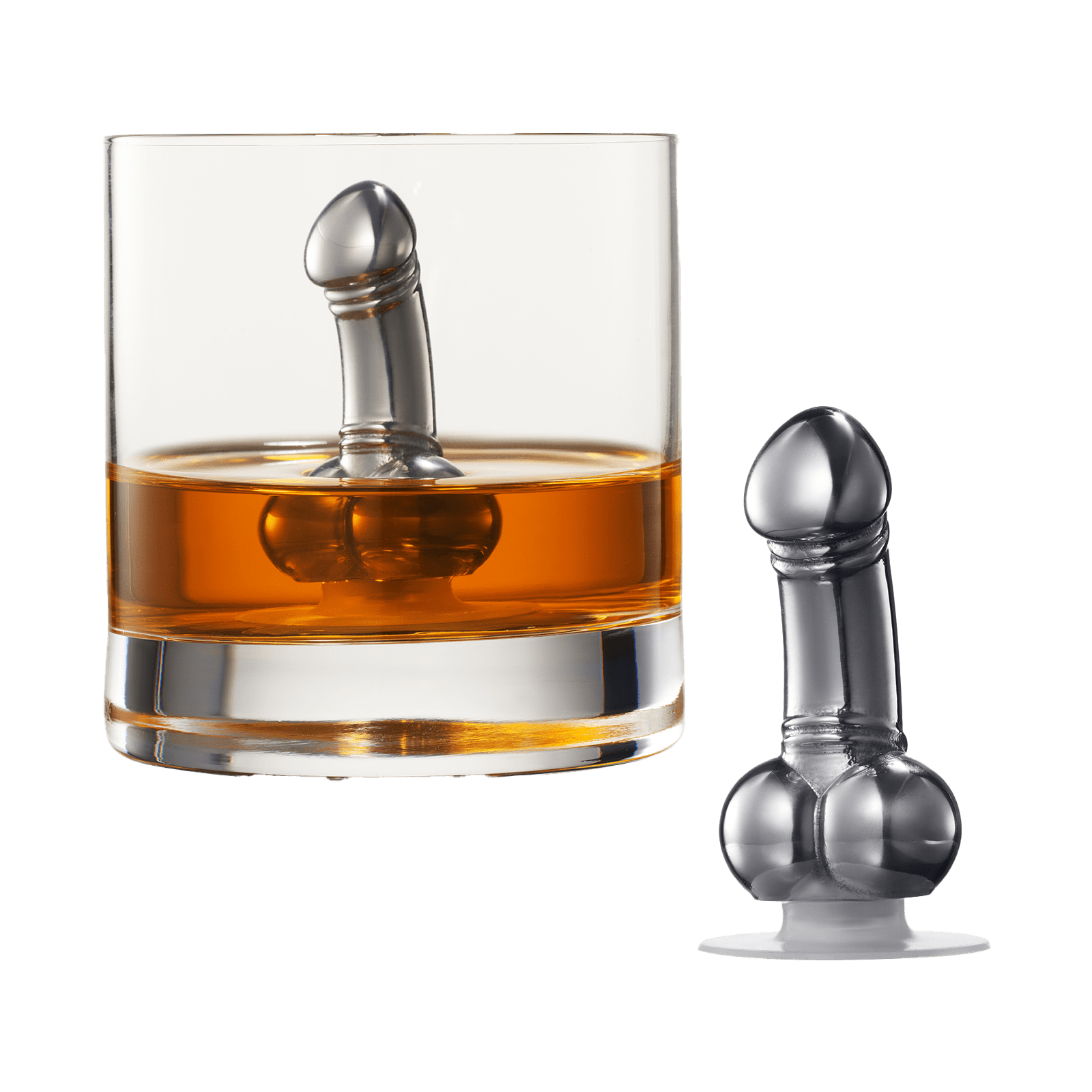 Phallus Whiskey Stainless Steel Chiller With Suction Cup Bottom - POPvault