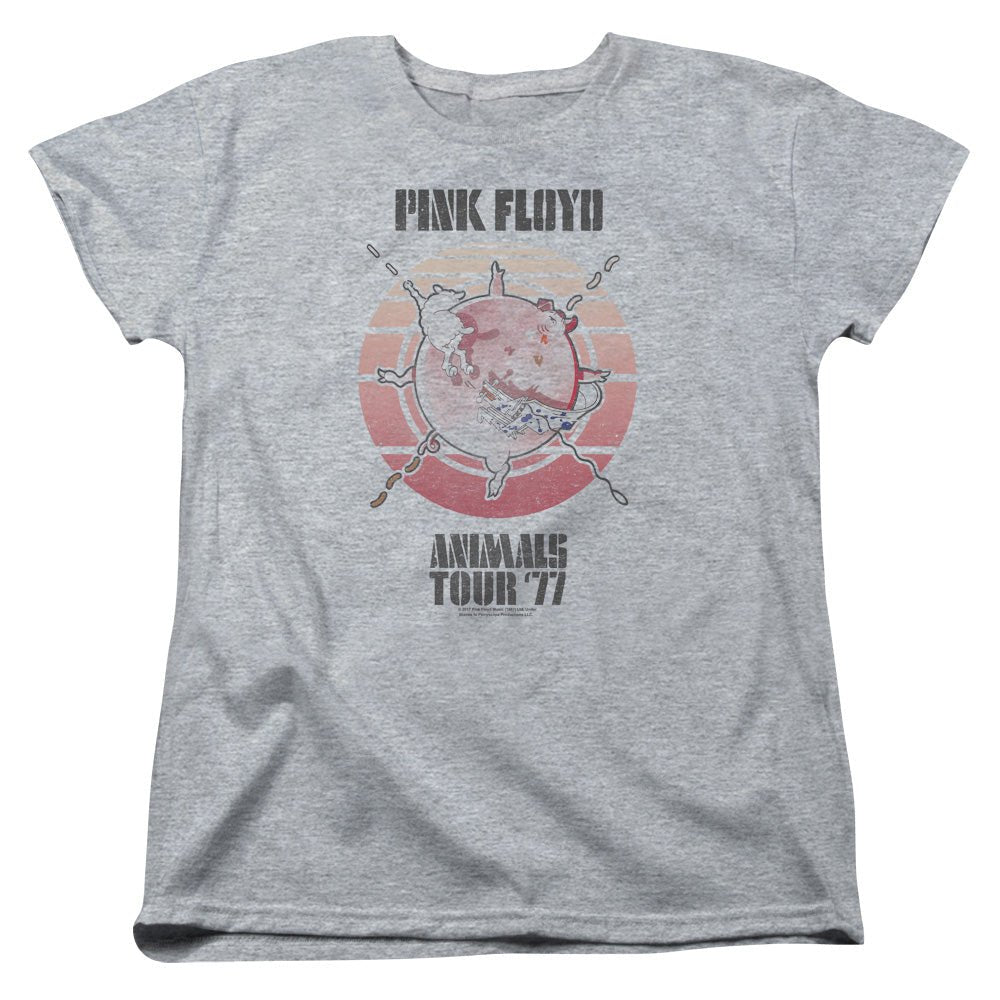 Pink Floyd Animals Tour 77 Womens T Shirt Athletic Heather - POPvault