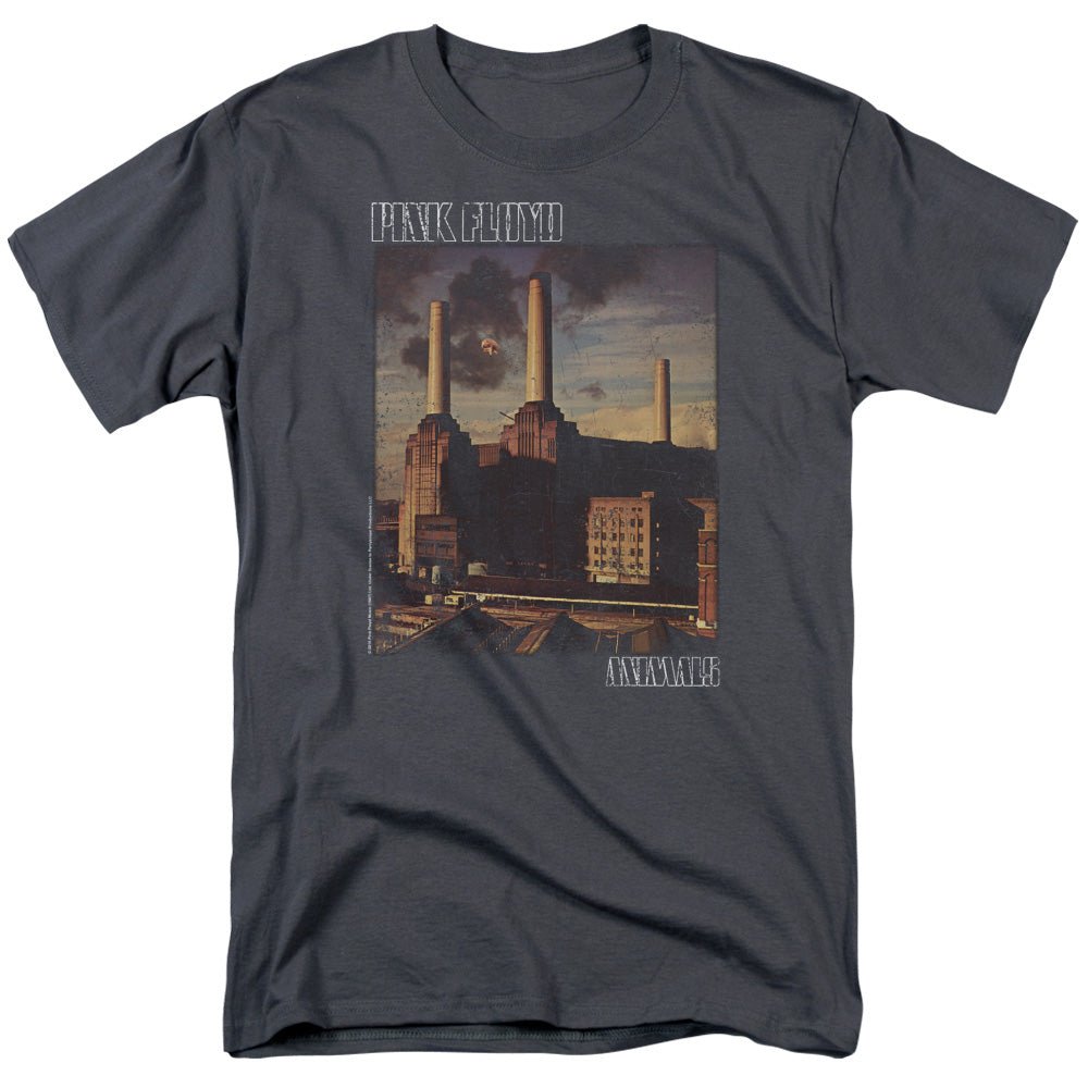 Pink Floyd Faded Animals Mens T Shirt Charcoal - POPvault